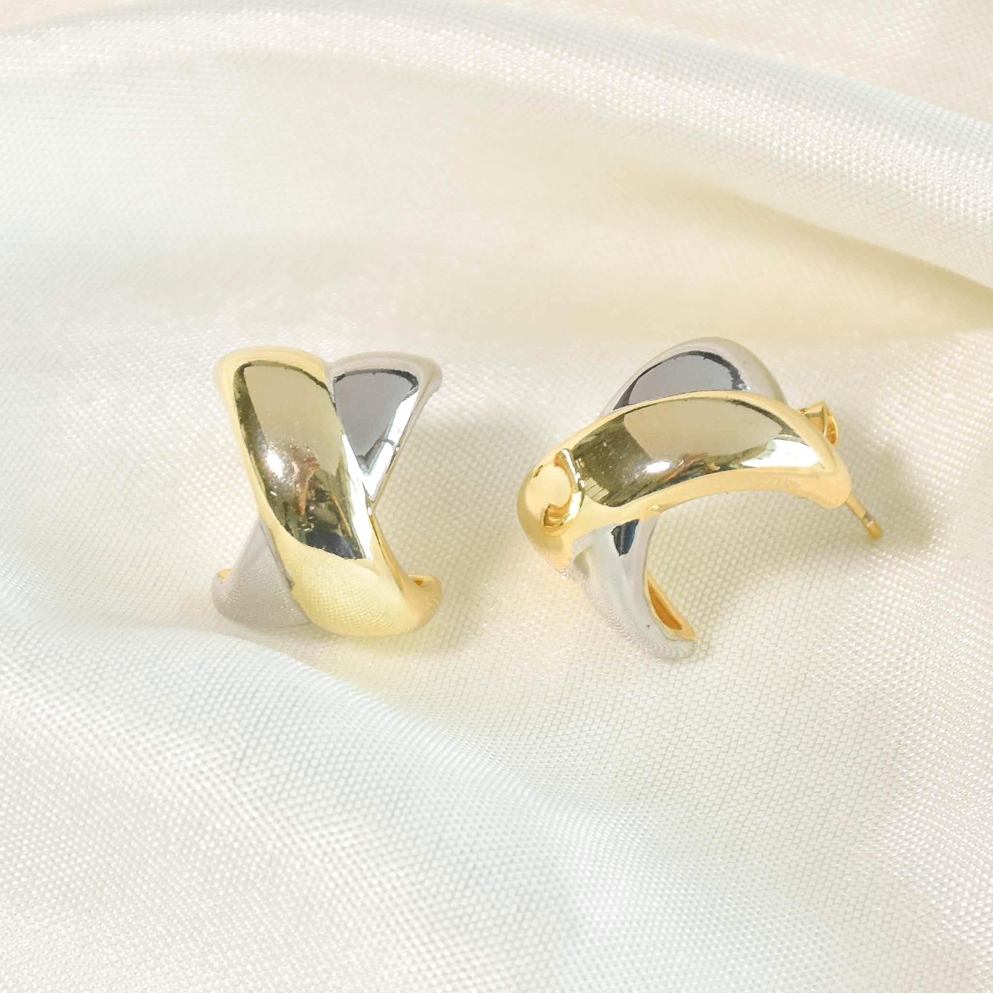 Dual Tone Hoop Earrings