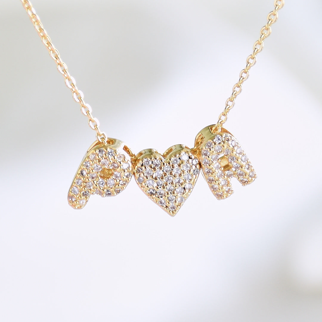 Couple Initial Necklace | Personalised Love Pendant with Heart Charm