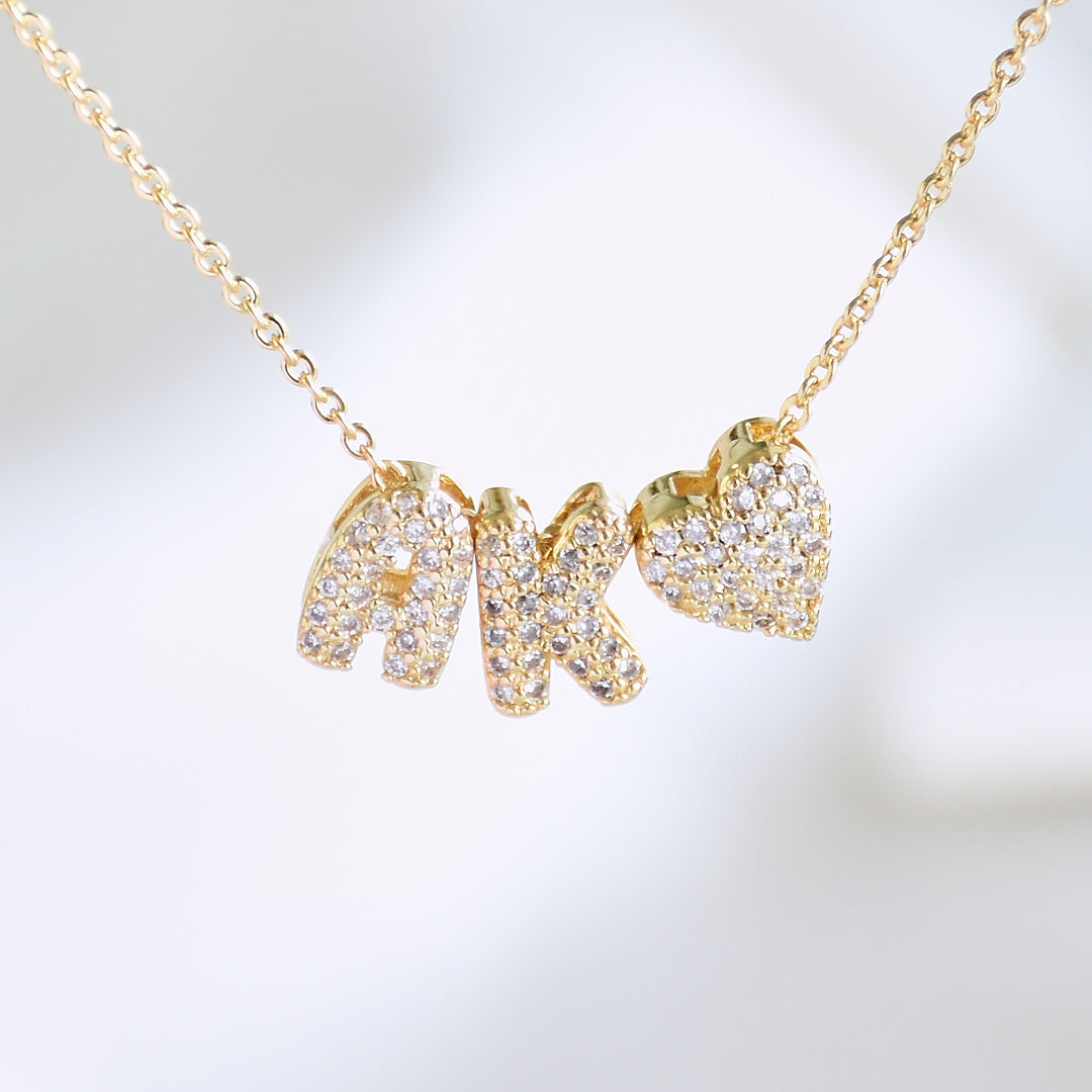 Couple Initial Necklace | Personalised Love Pendant with Heart Charm