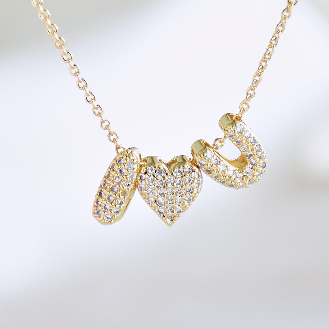 Couple Initial Necklace | Personalised Love Pendant with Heart Charm