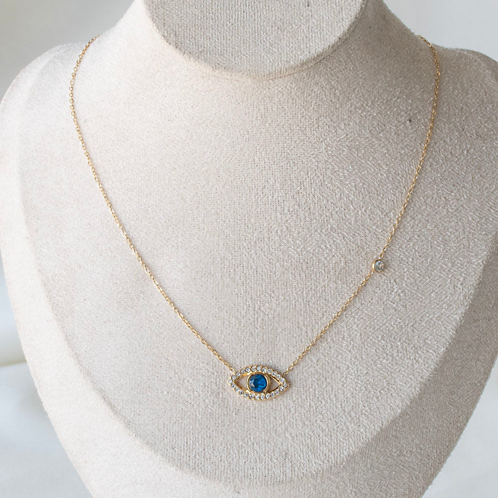 Dainty Evil Eye Studded Necklace