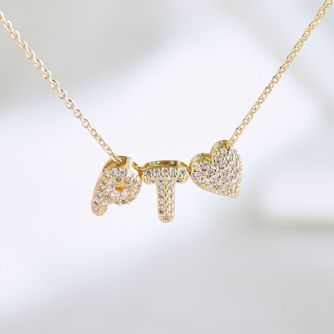 Couple Initial Necklace | Personalised Love Pendant with Heart Charm