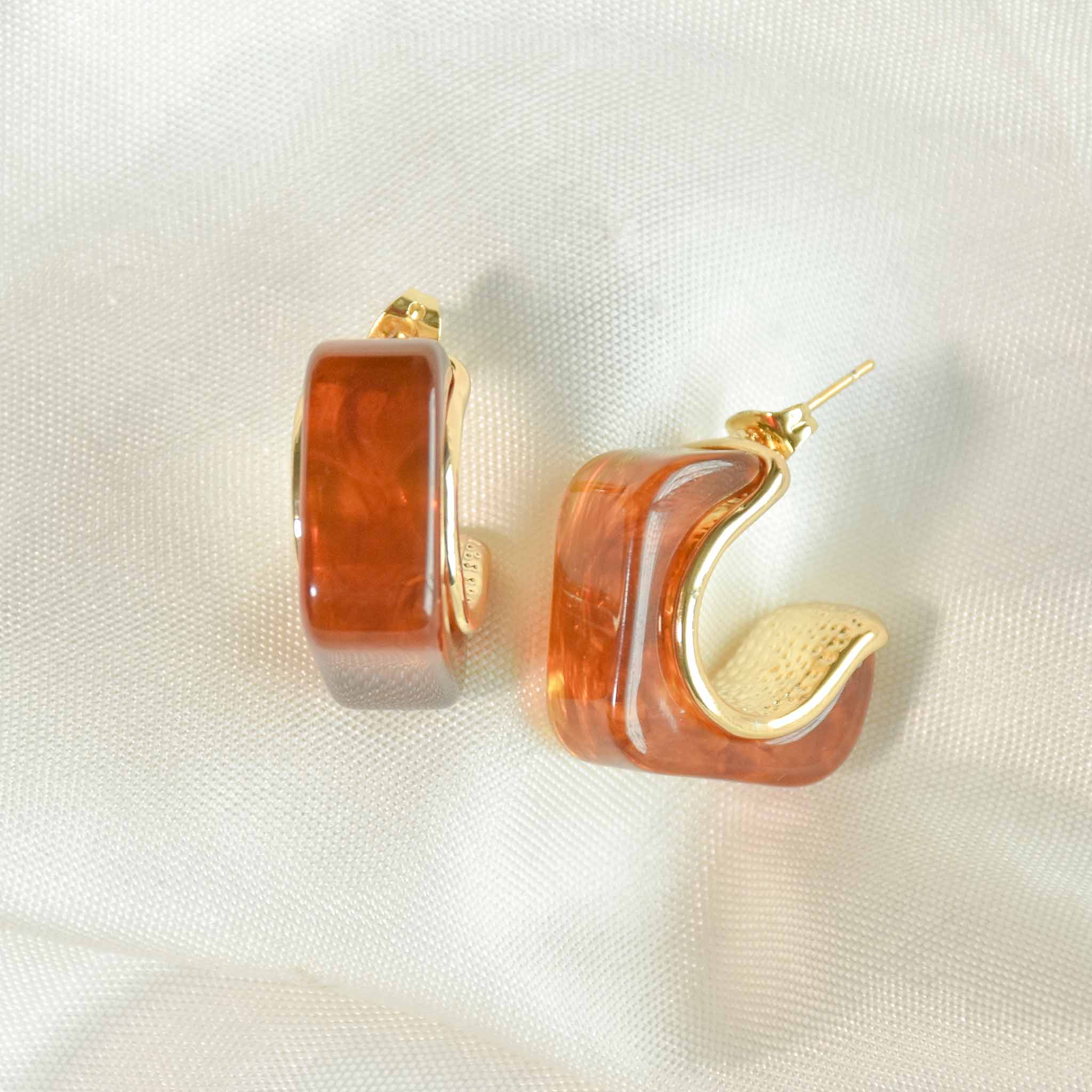 Sunstone Square Hoop Earring