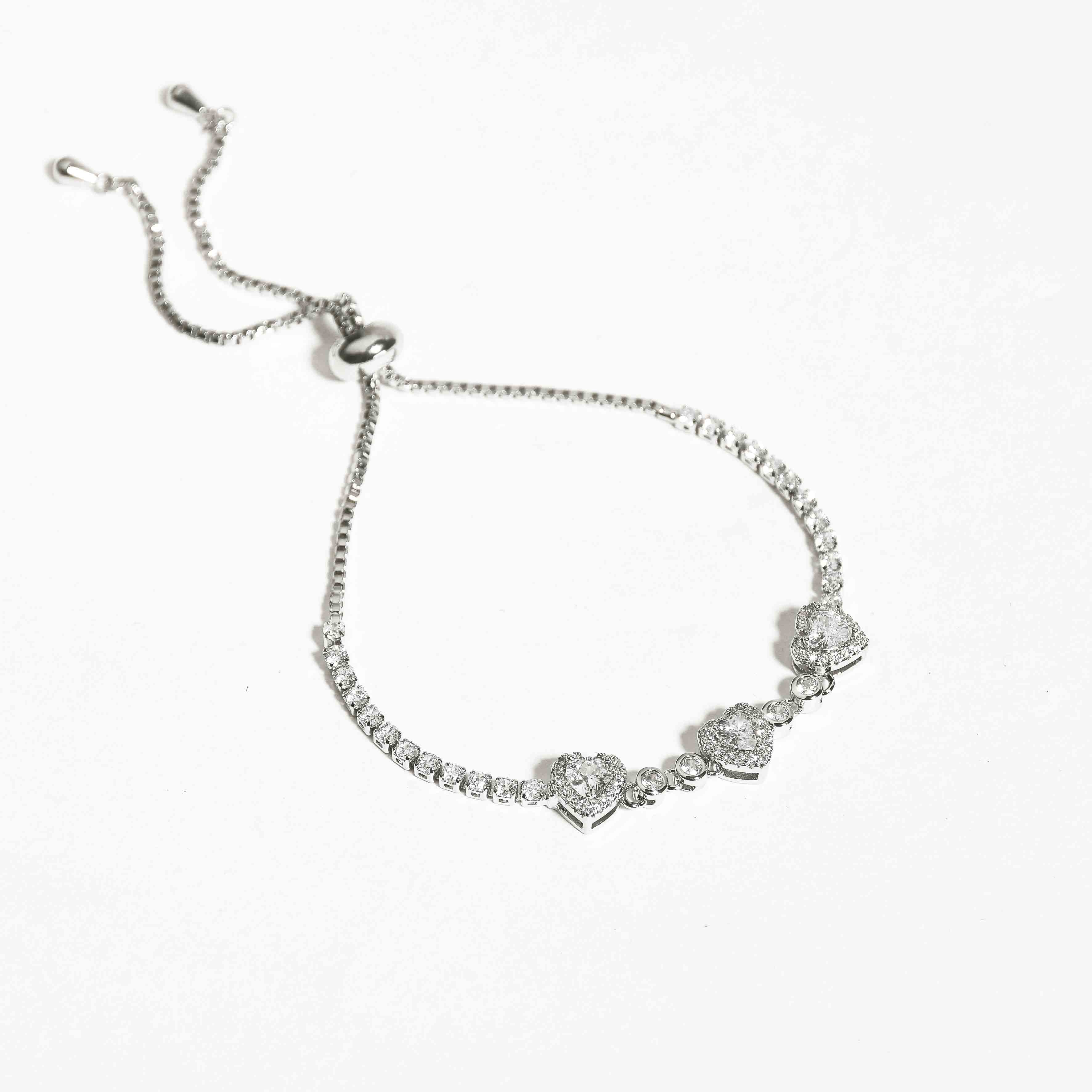 Triple Heart Tennis Bracelet