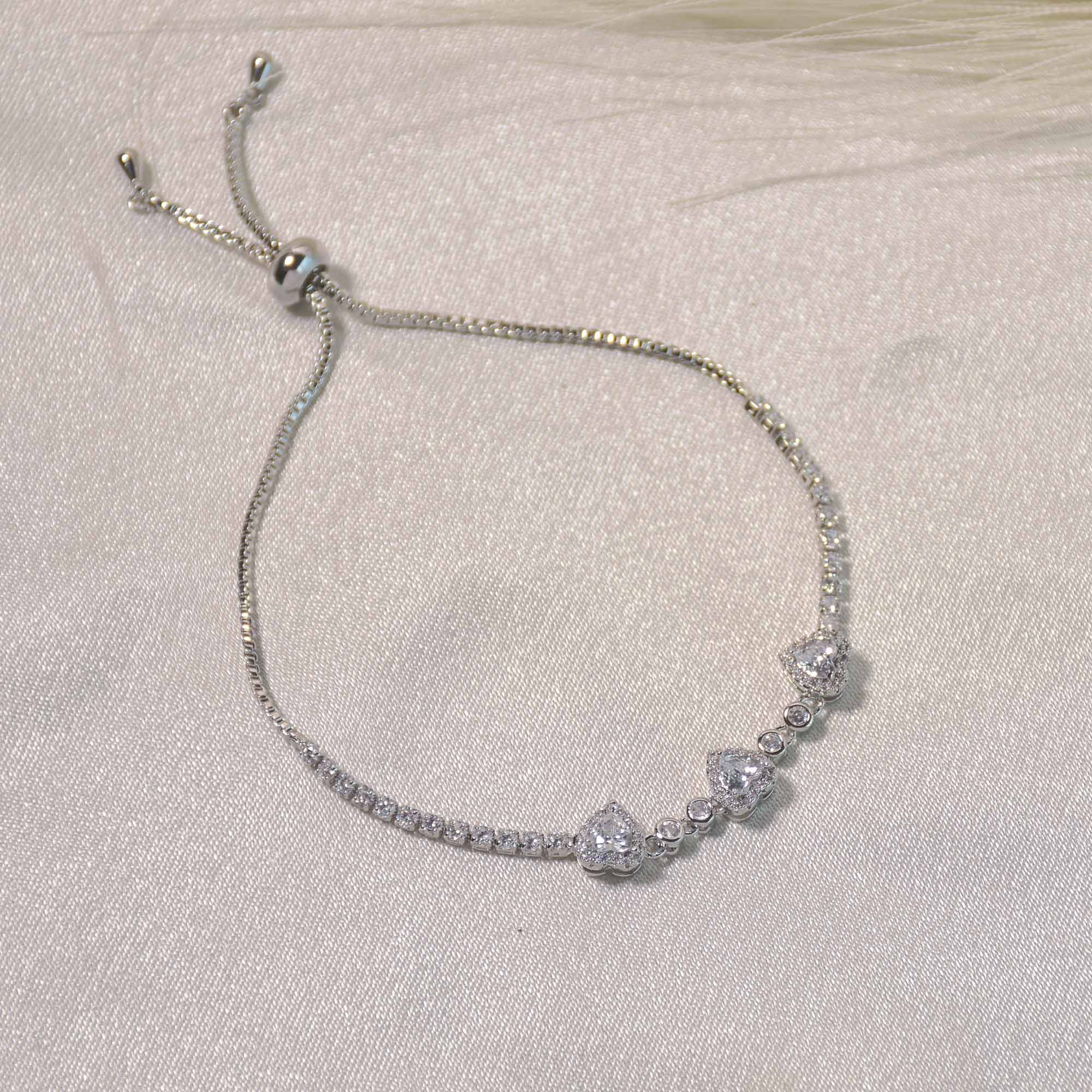 Triple Heart Tennis Bracelet