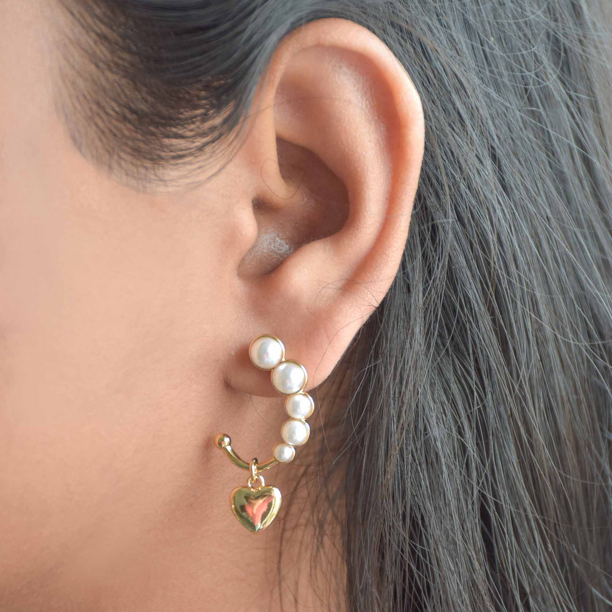 Heart Drop Pearl Earrings