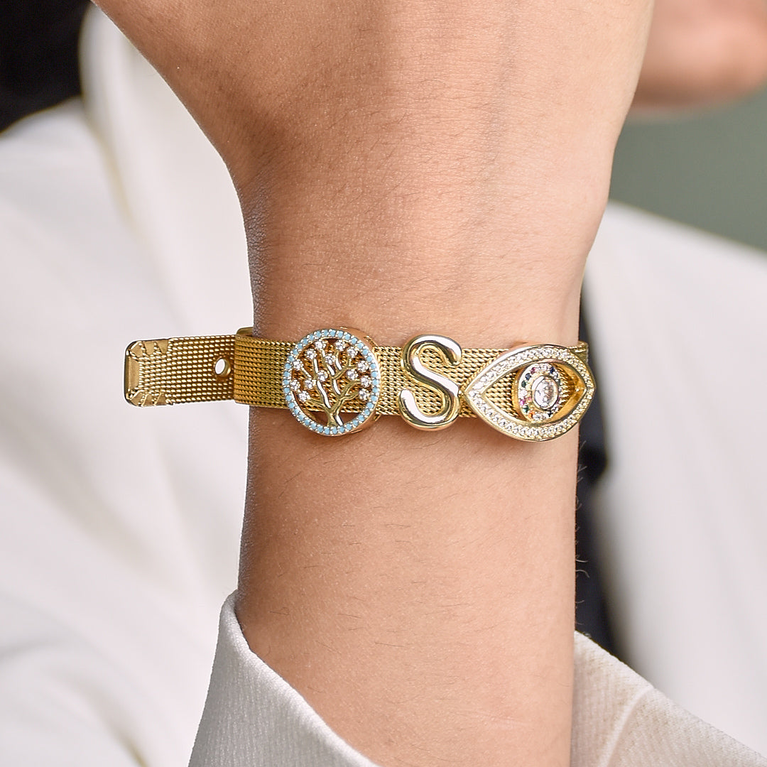 Gold Watch Band Bracelet | Personalised name for everyday wear