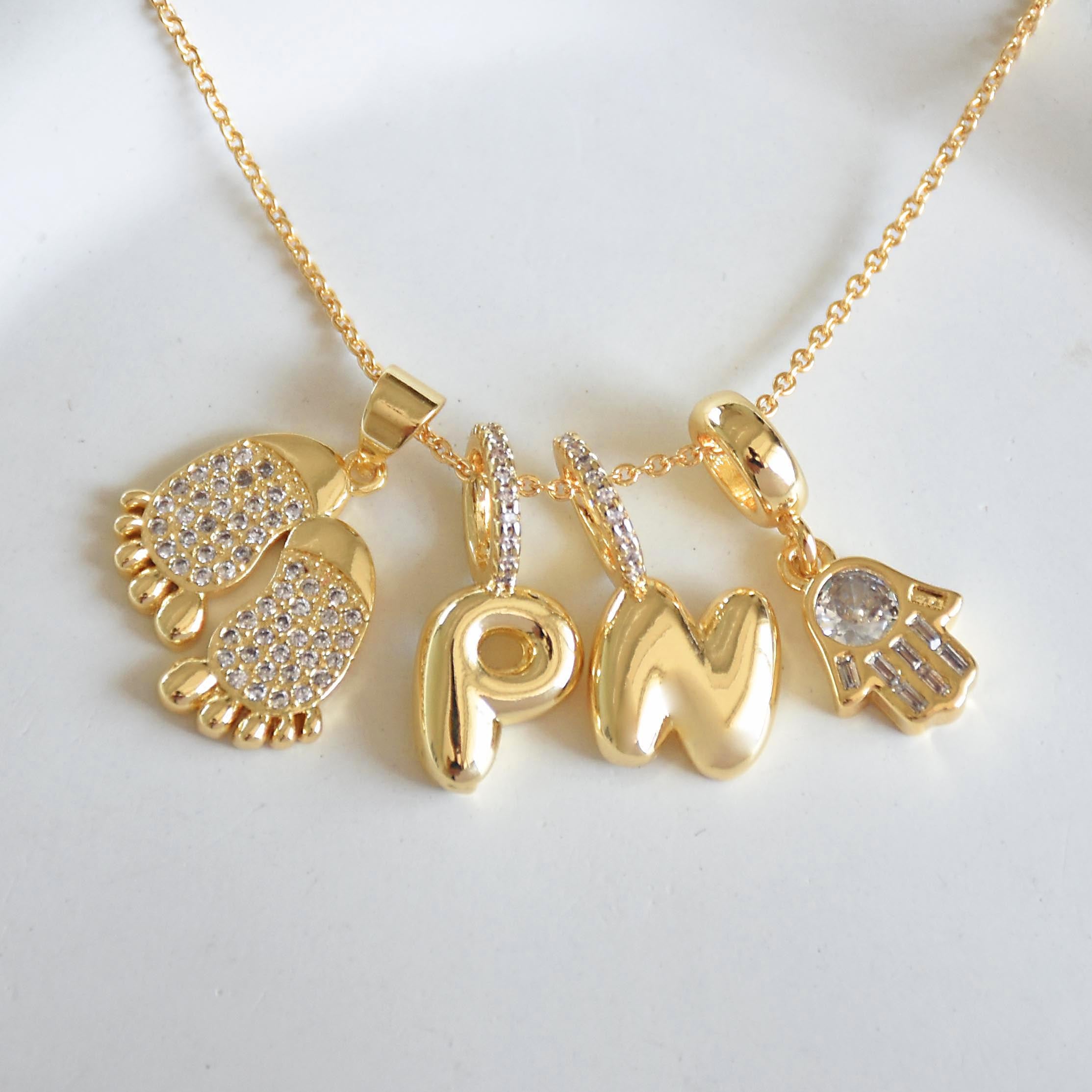 Dainty Alphabet Charm Necklace | Personalised Dangling Initial Pendant