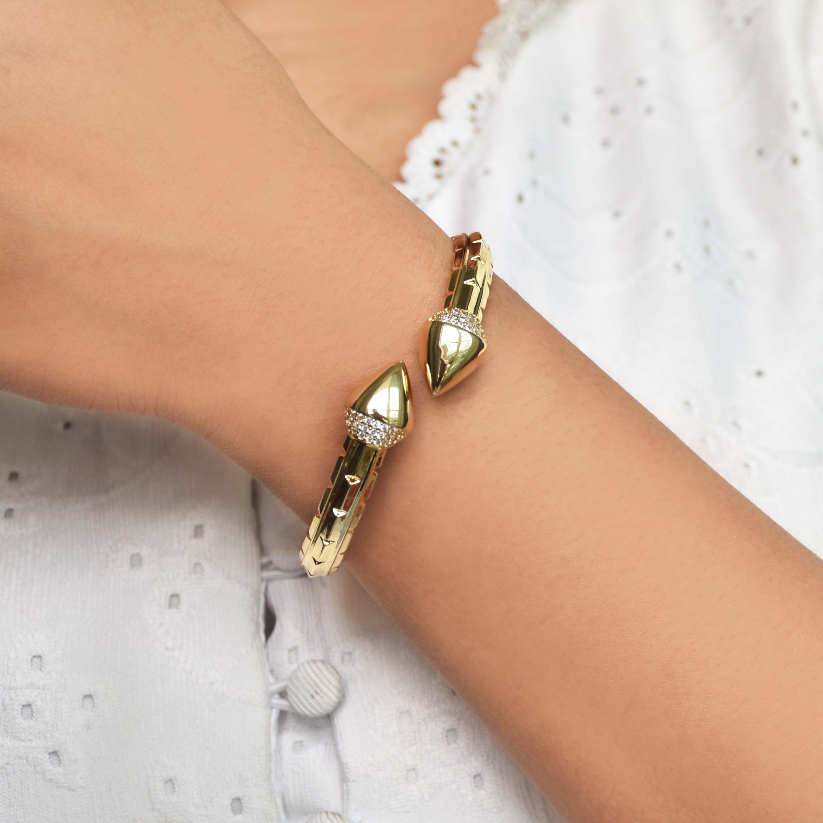 Dual Spike Gold Bangle