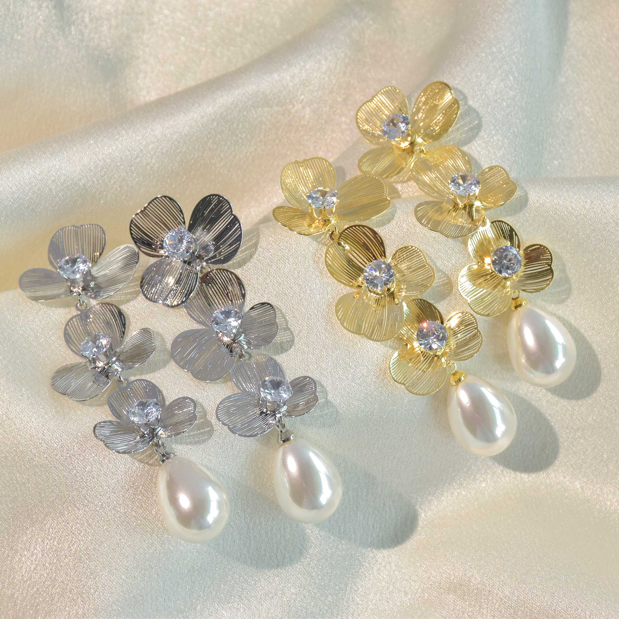 Moonlit Flower Drop Earrings