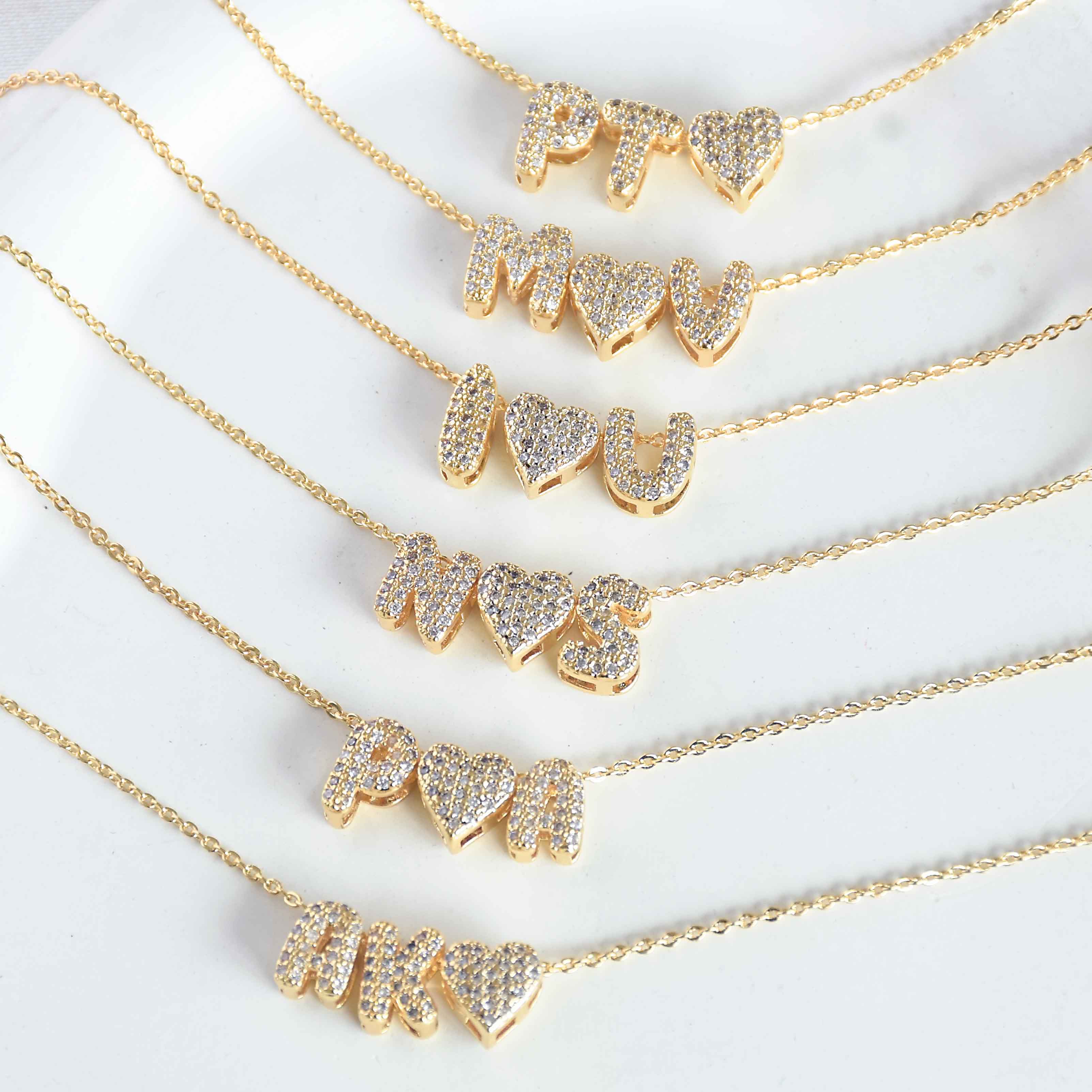 Couple Initial Necklace | Personalised Love Pendant with Heart Charm