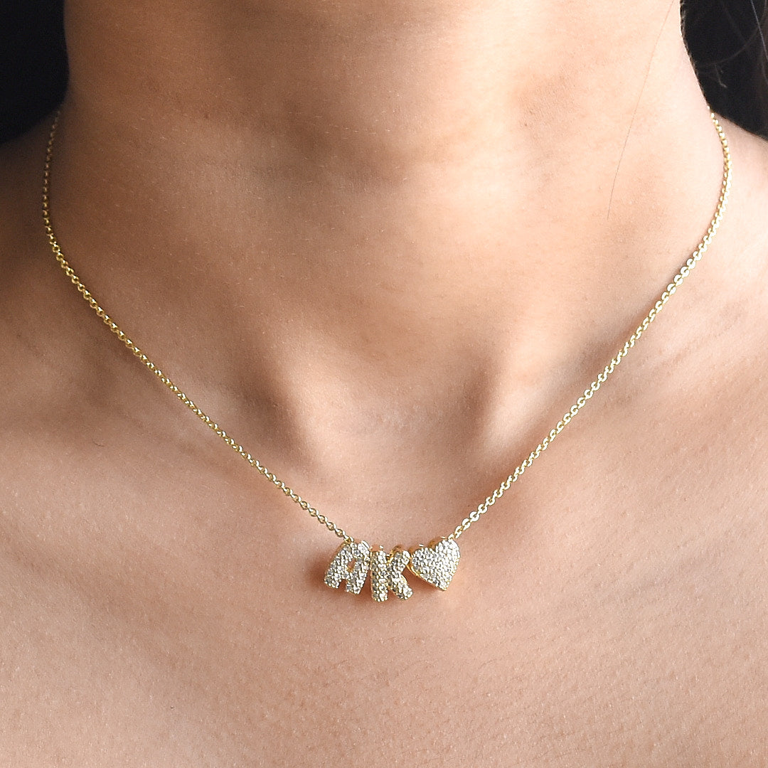Couple Initial Necklace | Personalised Love Pendant with Heart Charm