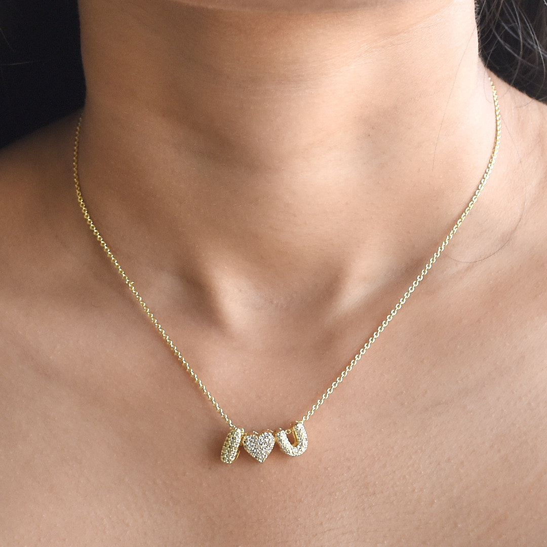 Couple Initial Necklace | Personalised Love Pendant with Heart Charm