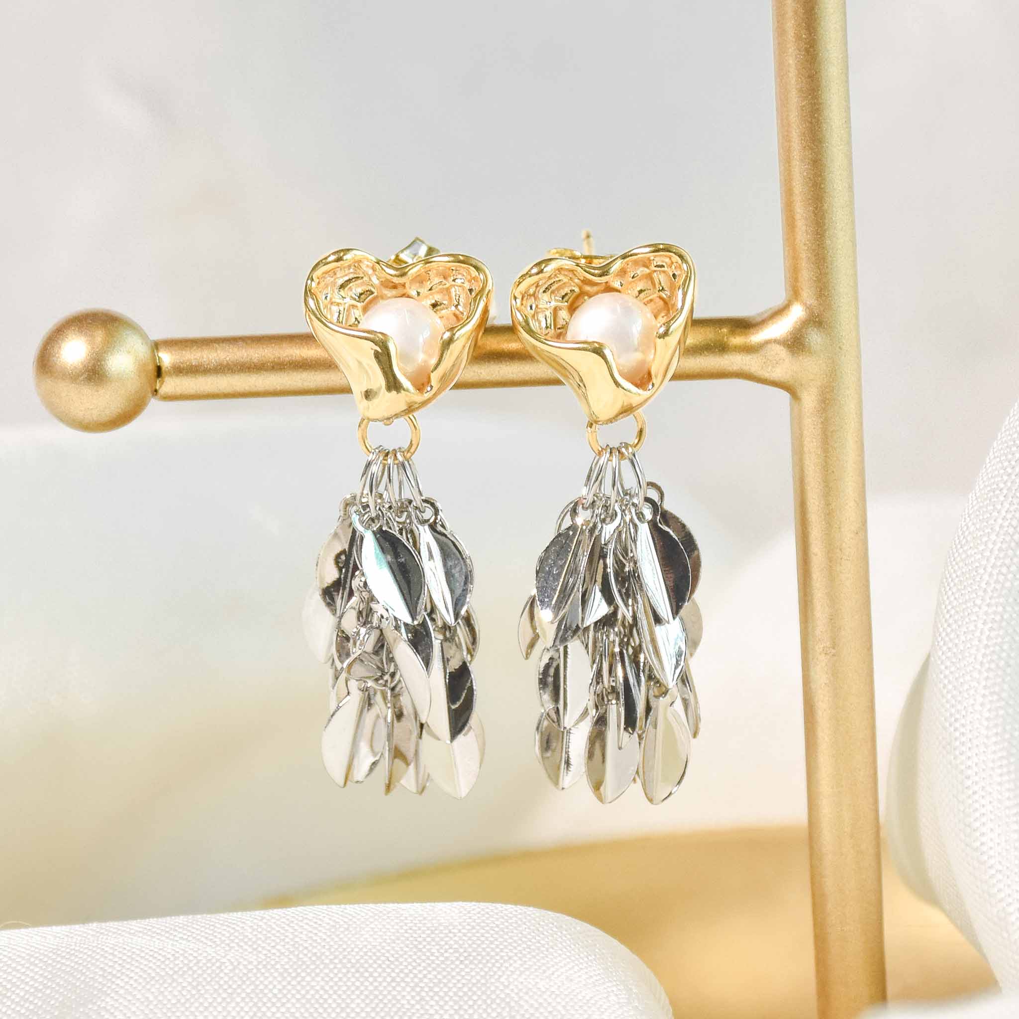 Silver Leaf Cascade Earring