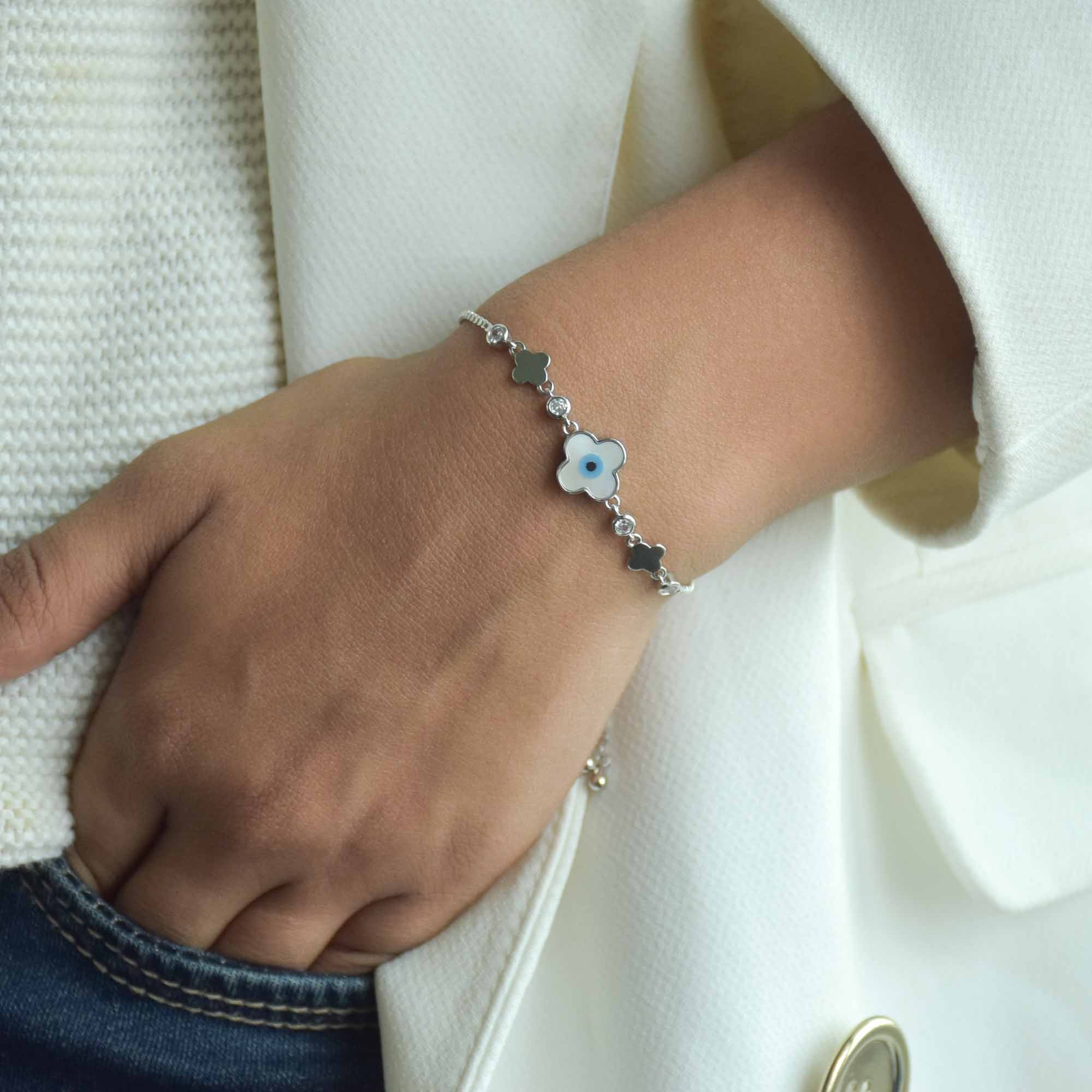 Flower Evil Eye Bracelet