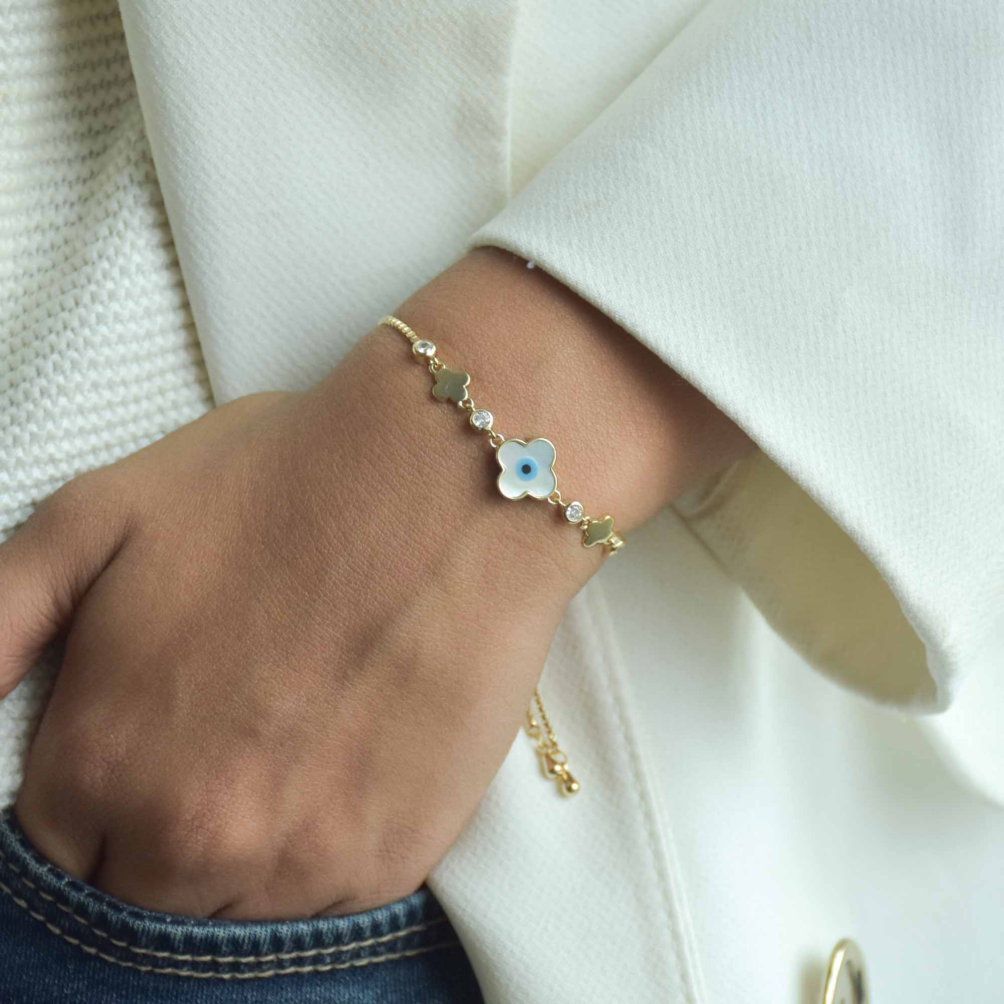 Flower Evil Eye Bracelet