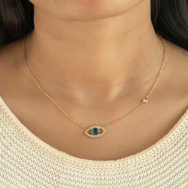 Dainty Evil Eye Studded Necklace