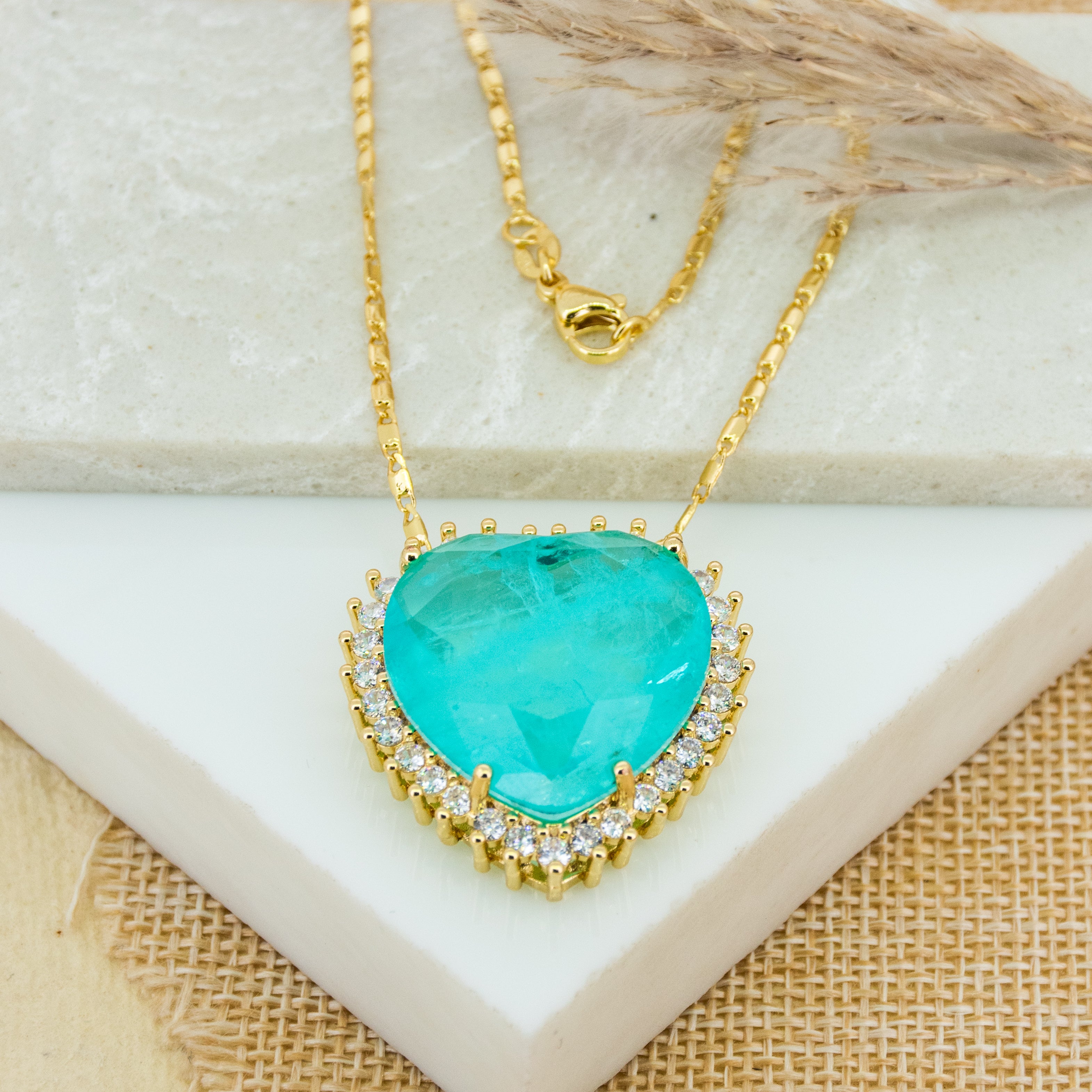 Turquoise Heart Studded  Necklace