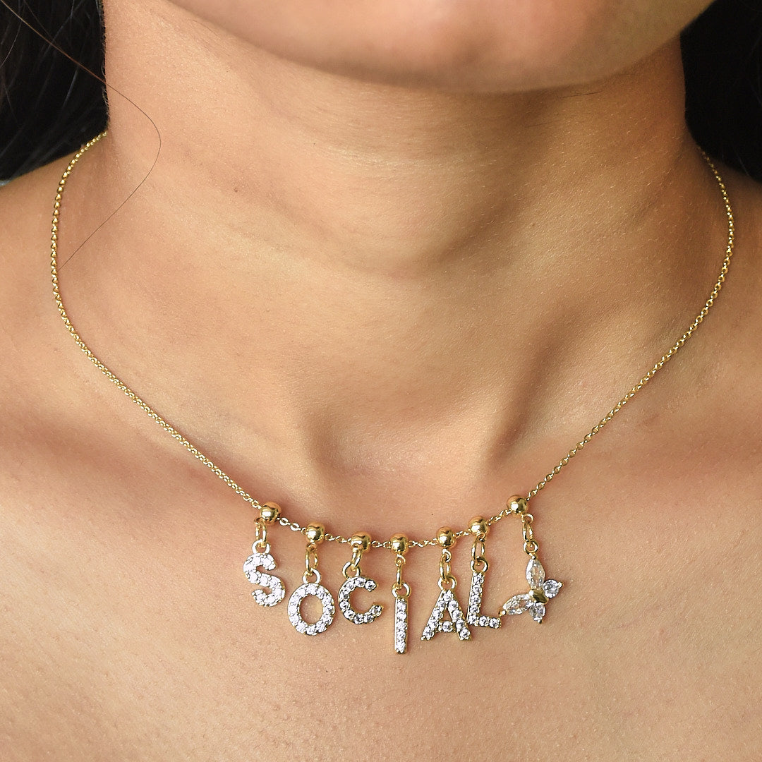 Name Necklace with Charms | Gold Finish Pendant for Women & Teens