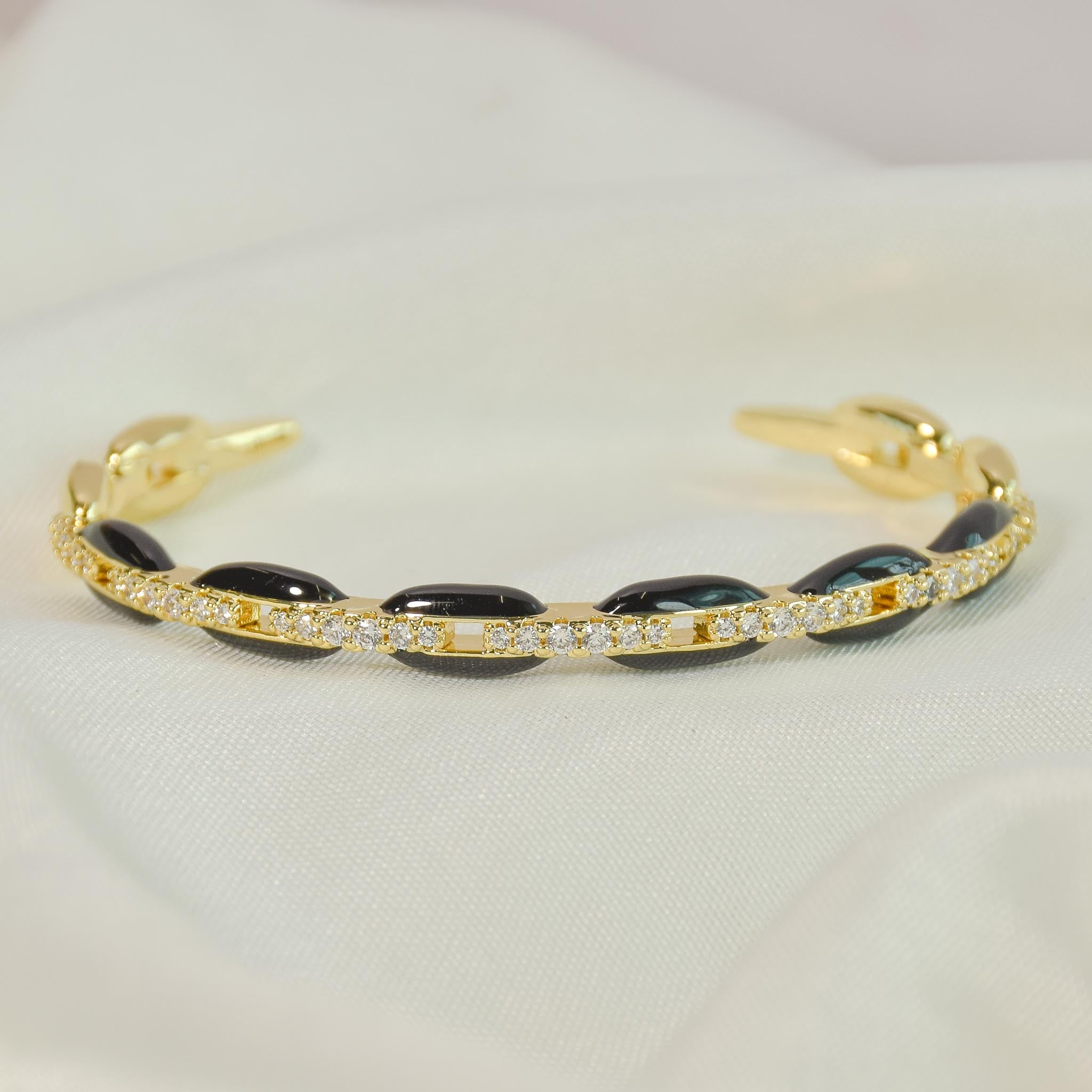 Interlinked Rhinestone Bangle