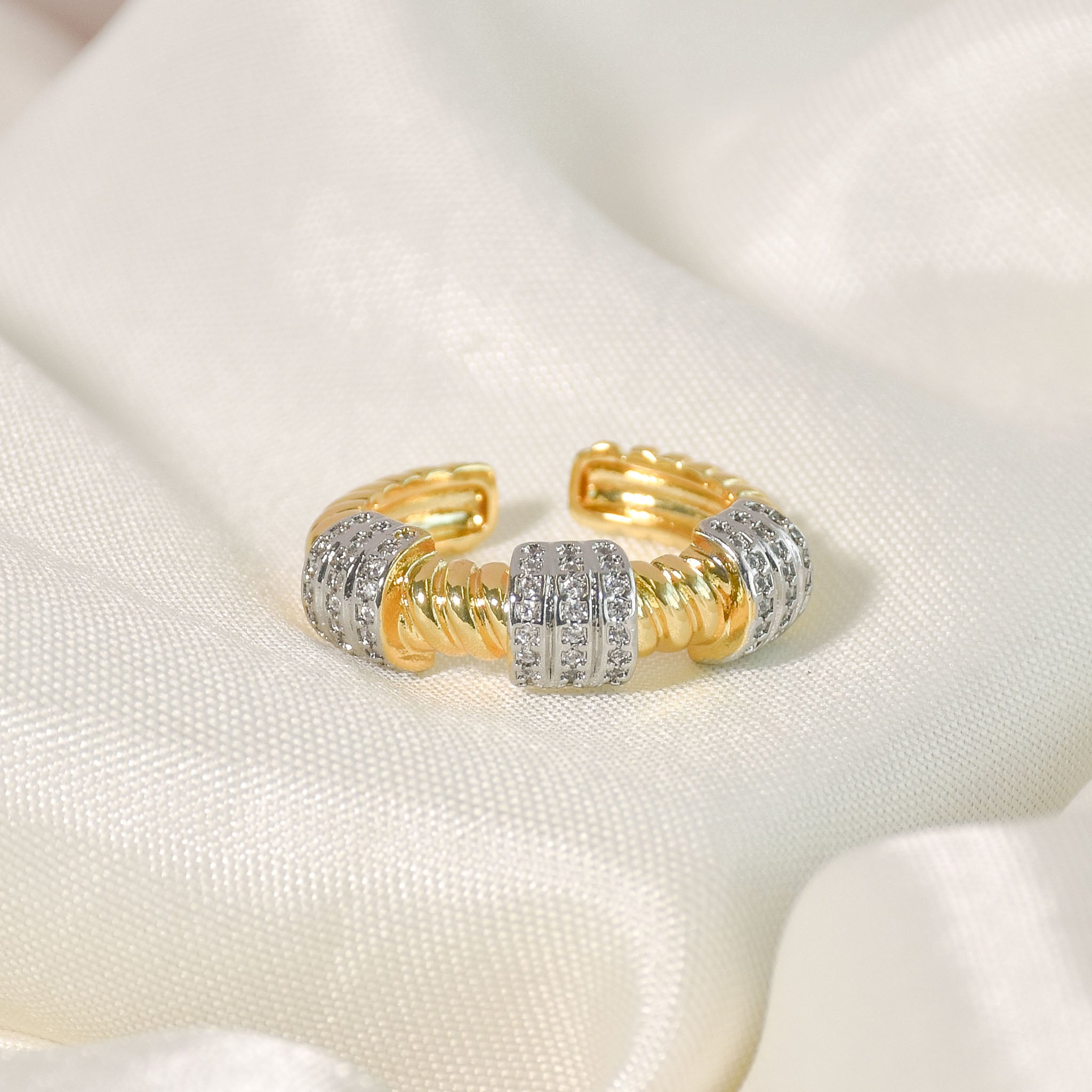Gilded Twisted Bangle & Ring Set
