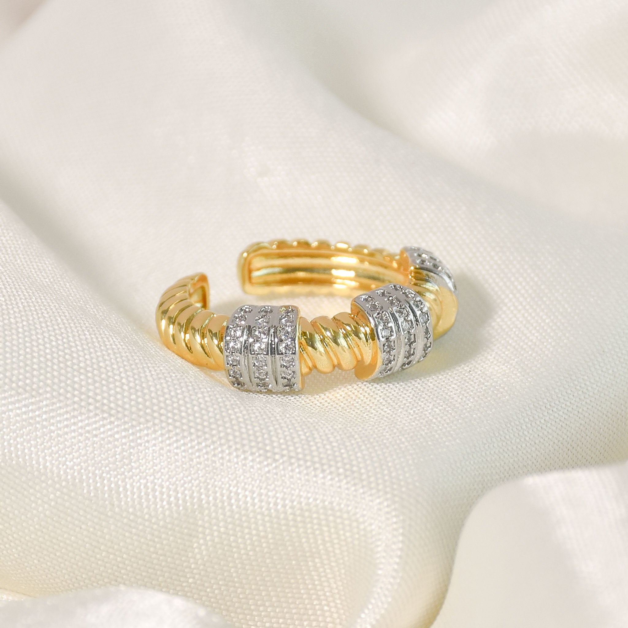Gilded Twisted Bangle & Ring Set