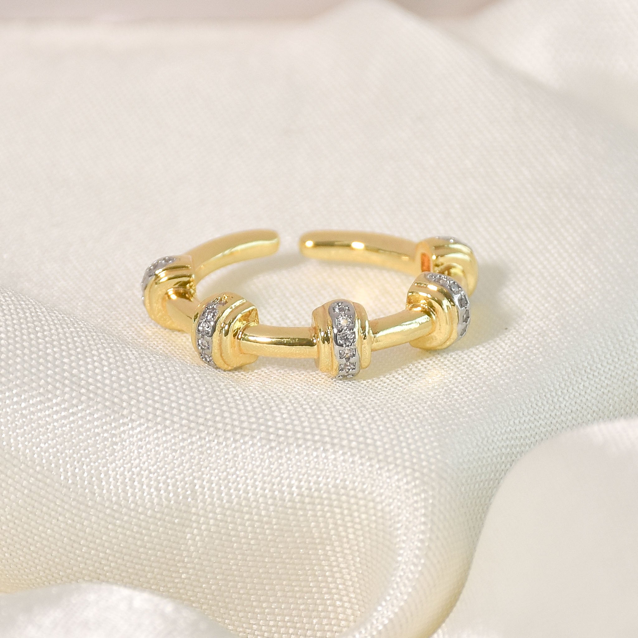 Rhinestone Node Bangle & Ring Set