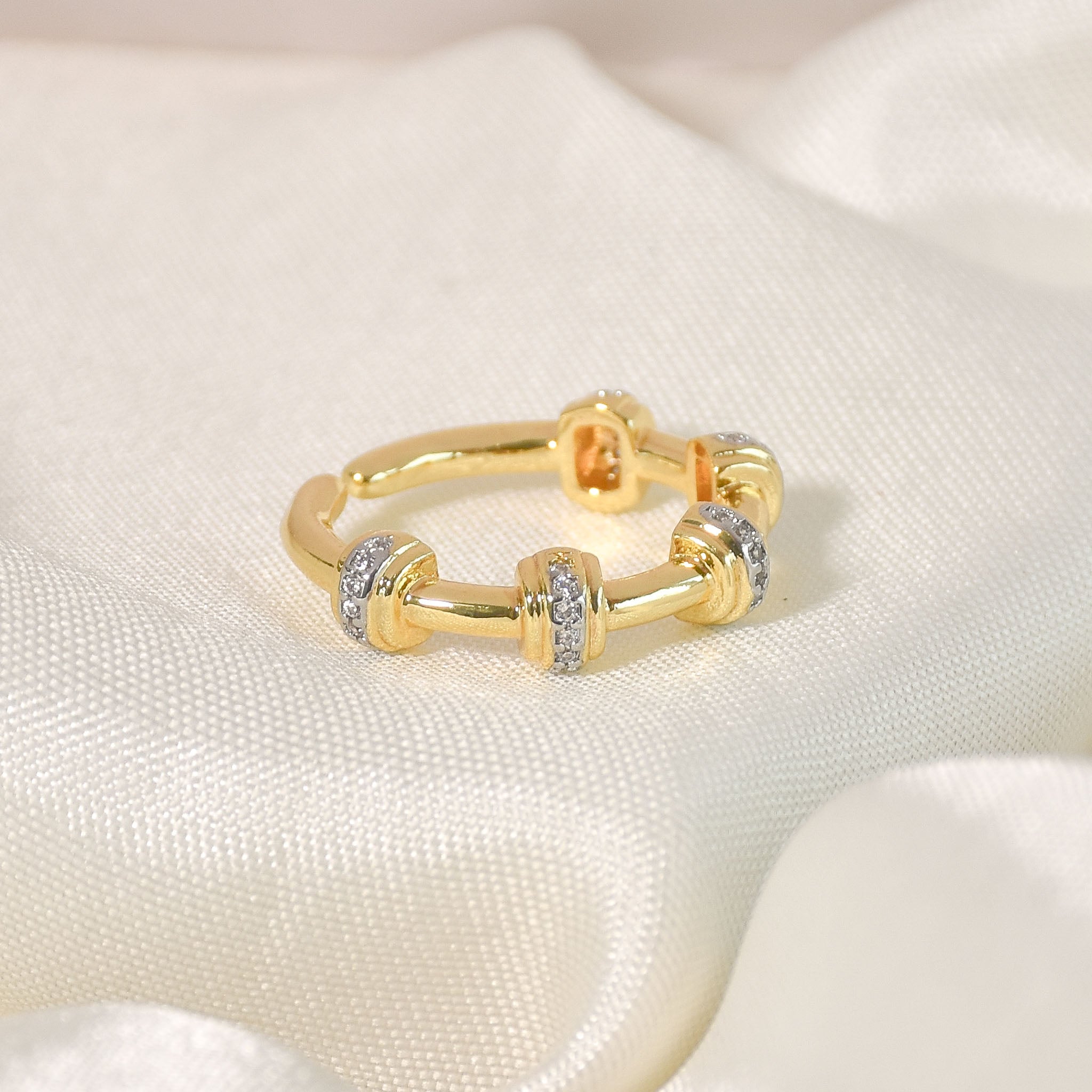 Rhinestone Node Bangle & Ring Set