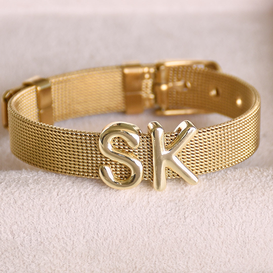 Gold Watch Band Bracelet | Personalised name for everyday wear