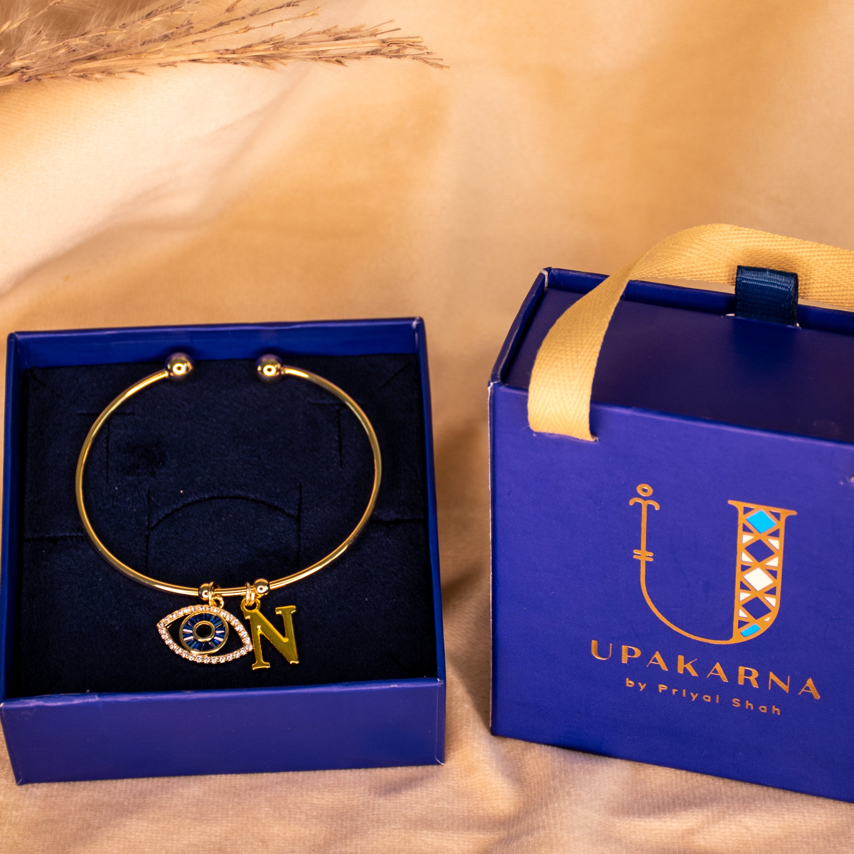 Personalized Initial Evil Eye Bracelet + Gift Box