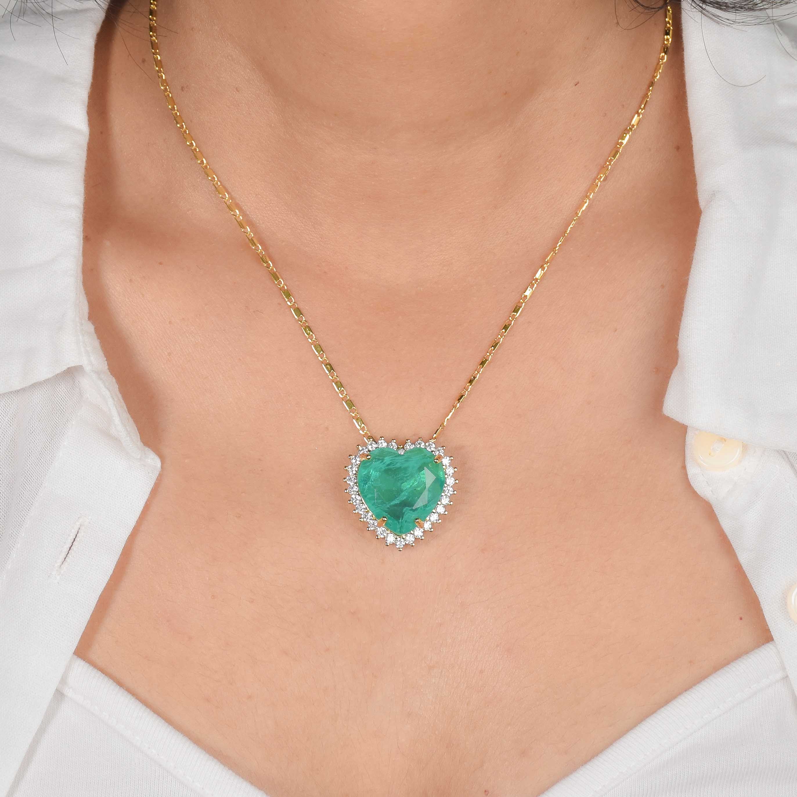 Turquoise Heart Studded  Necklace