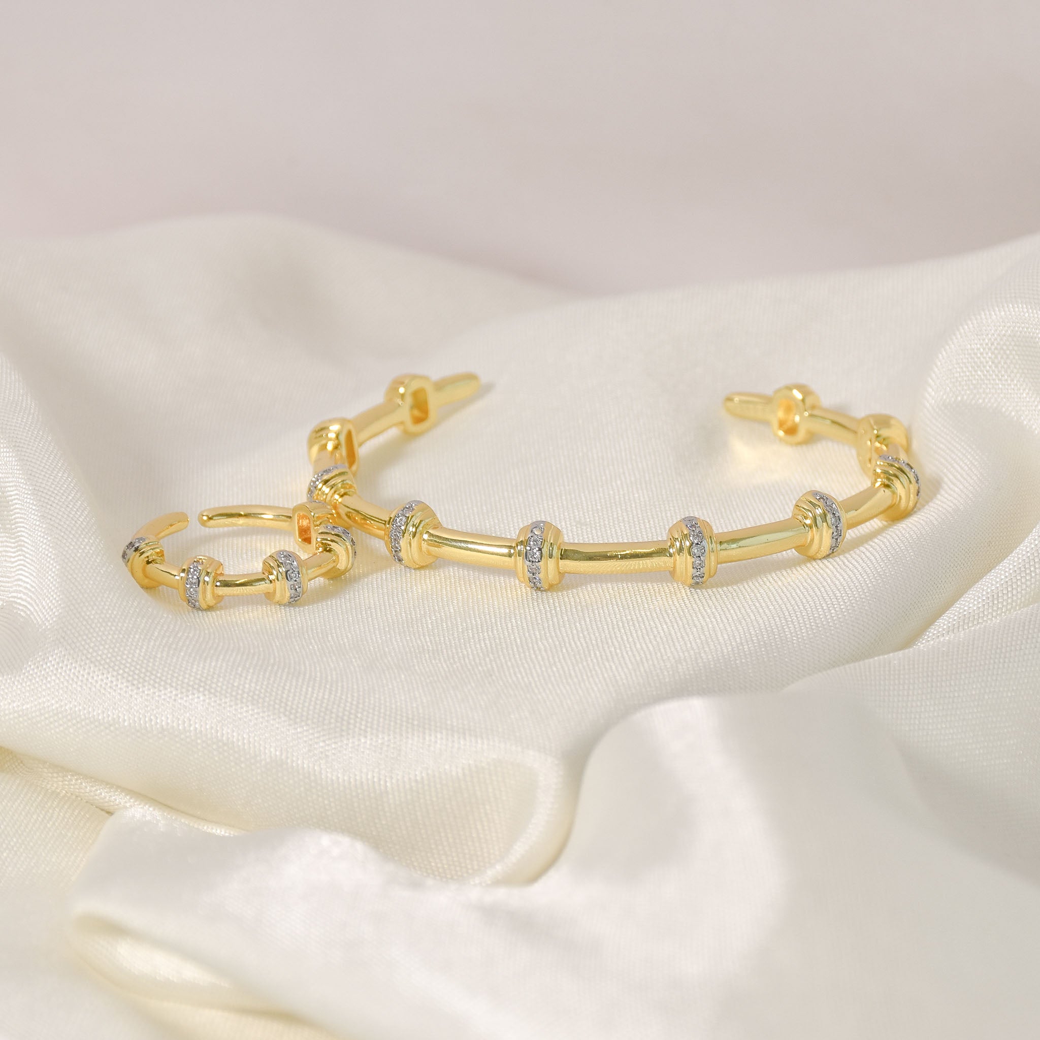 Rhinestone Node Bangle & Ring Set