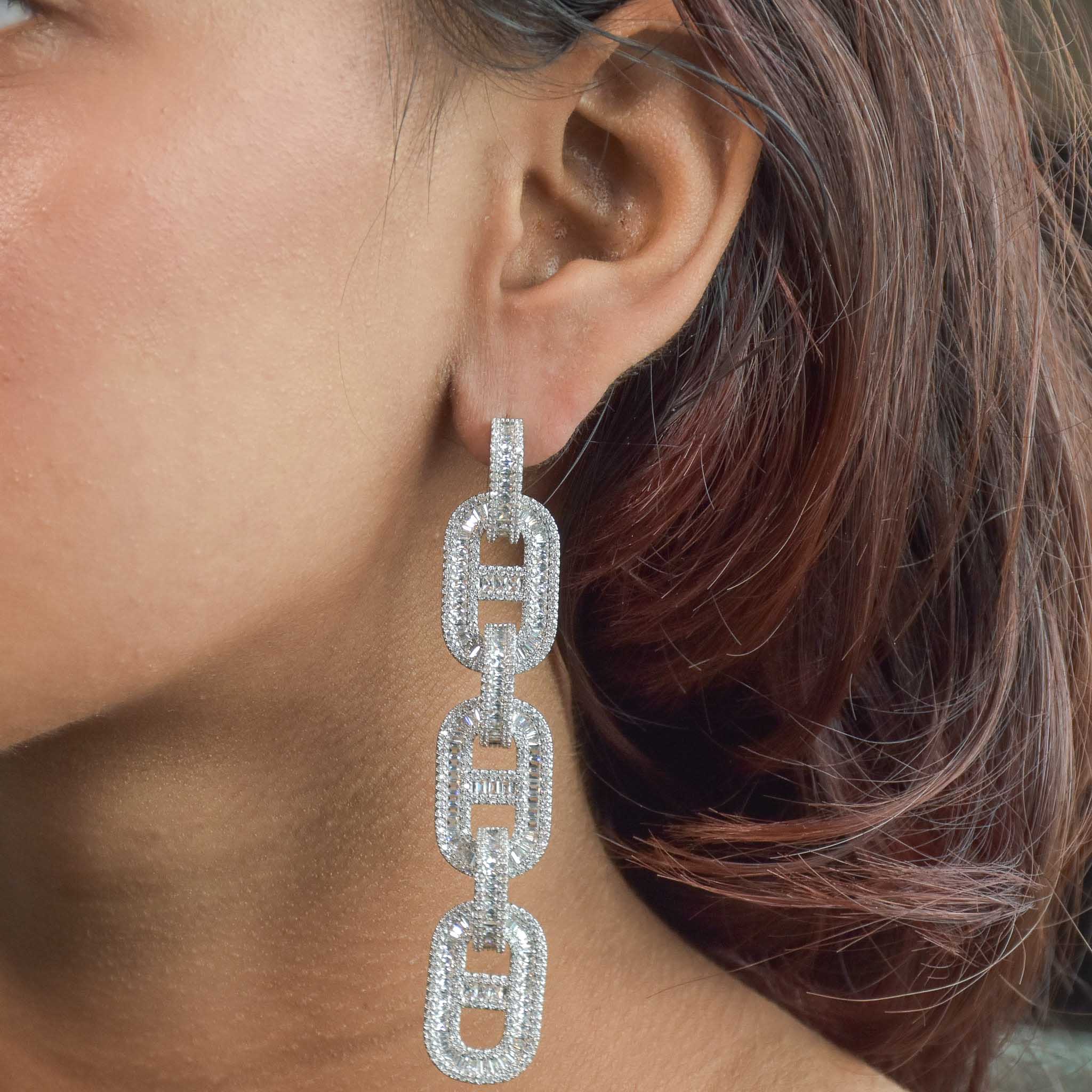 Crystal Chain Cascade Earrings