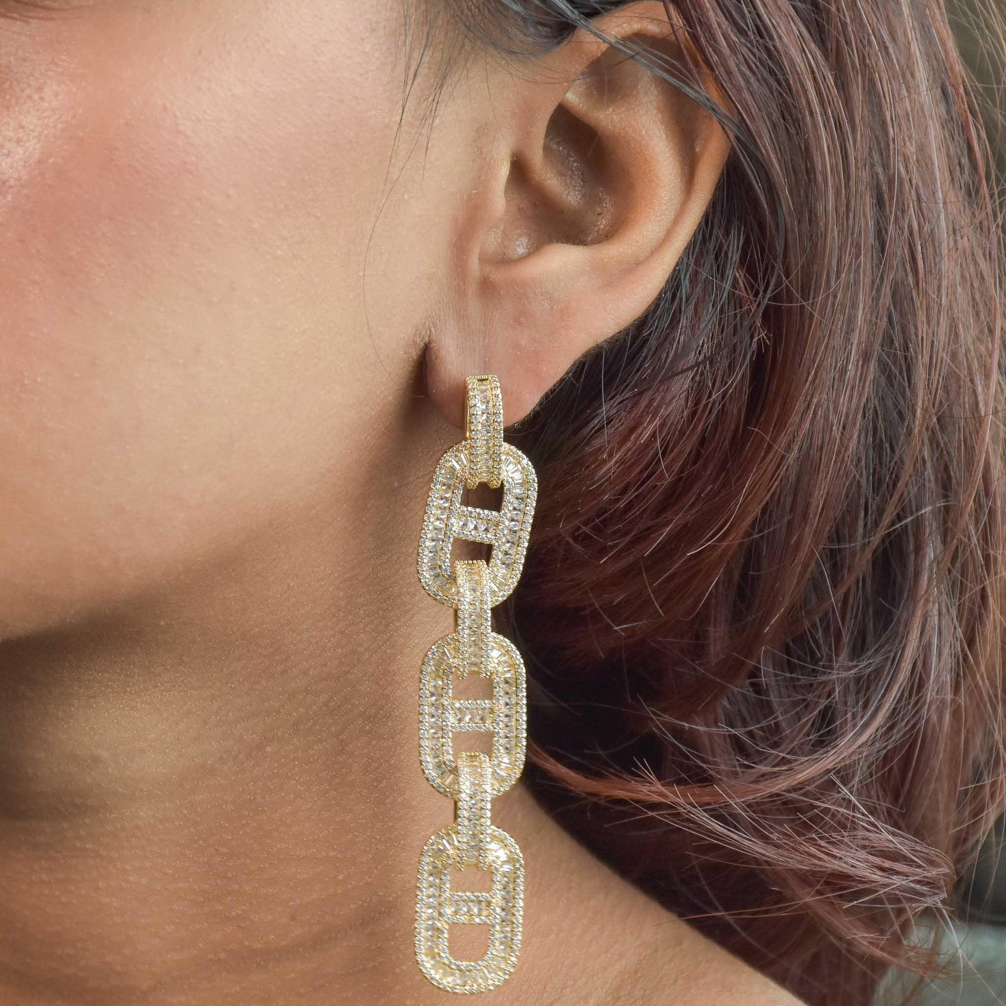 Crystal Chain Cascade Earrings