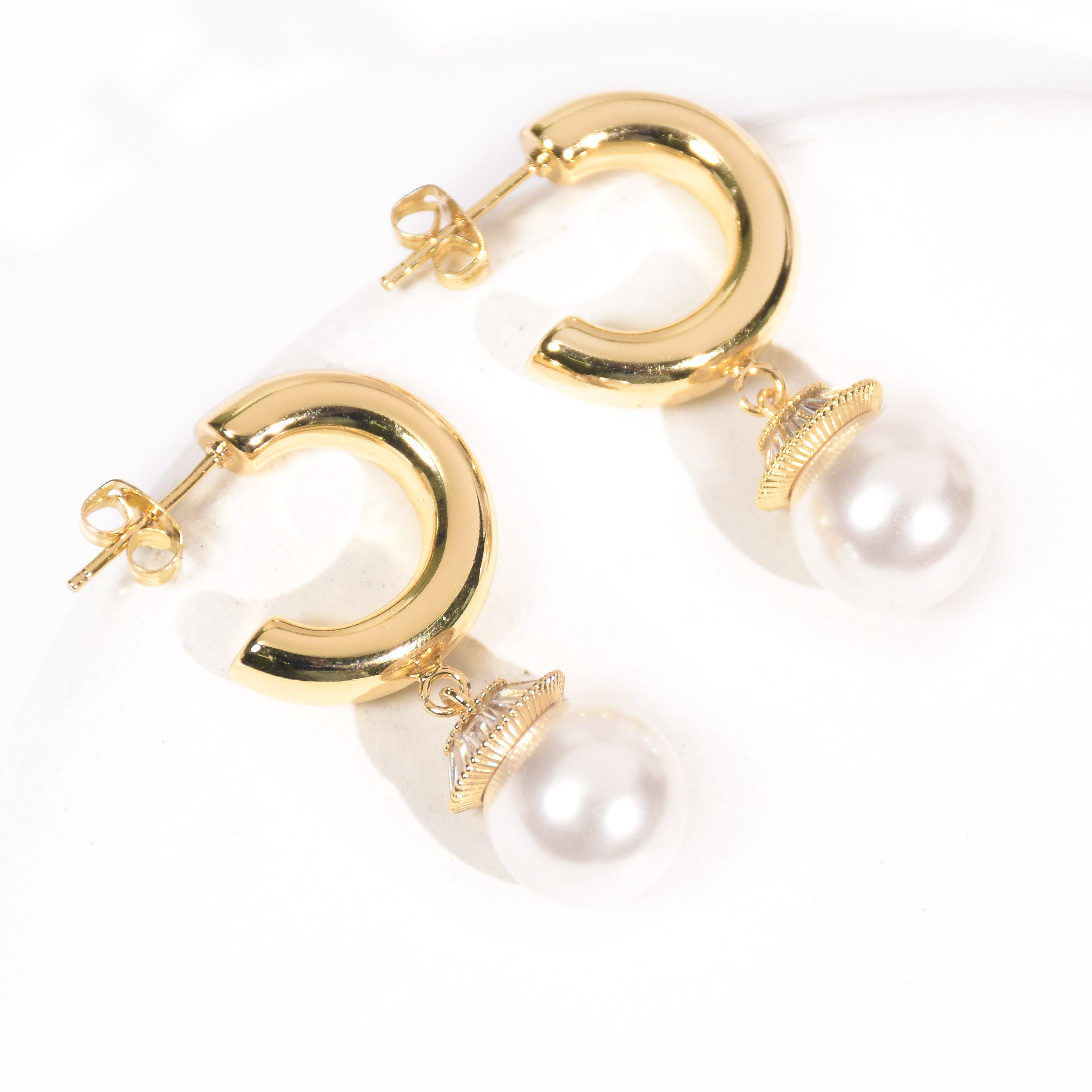 Timeless Pearl Drop Hoops