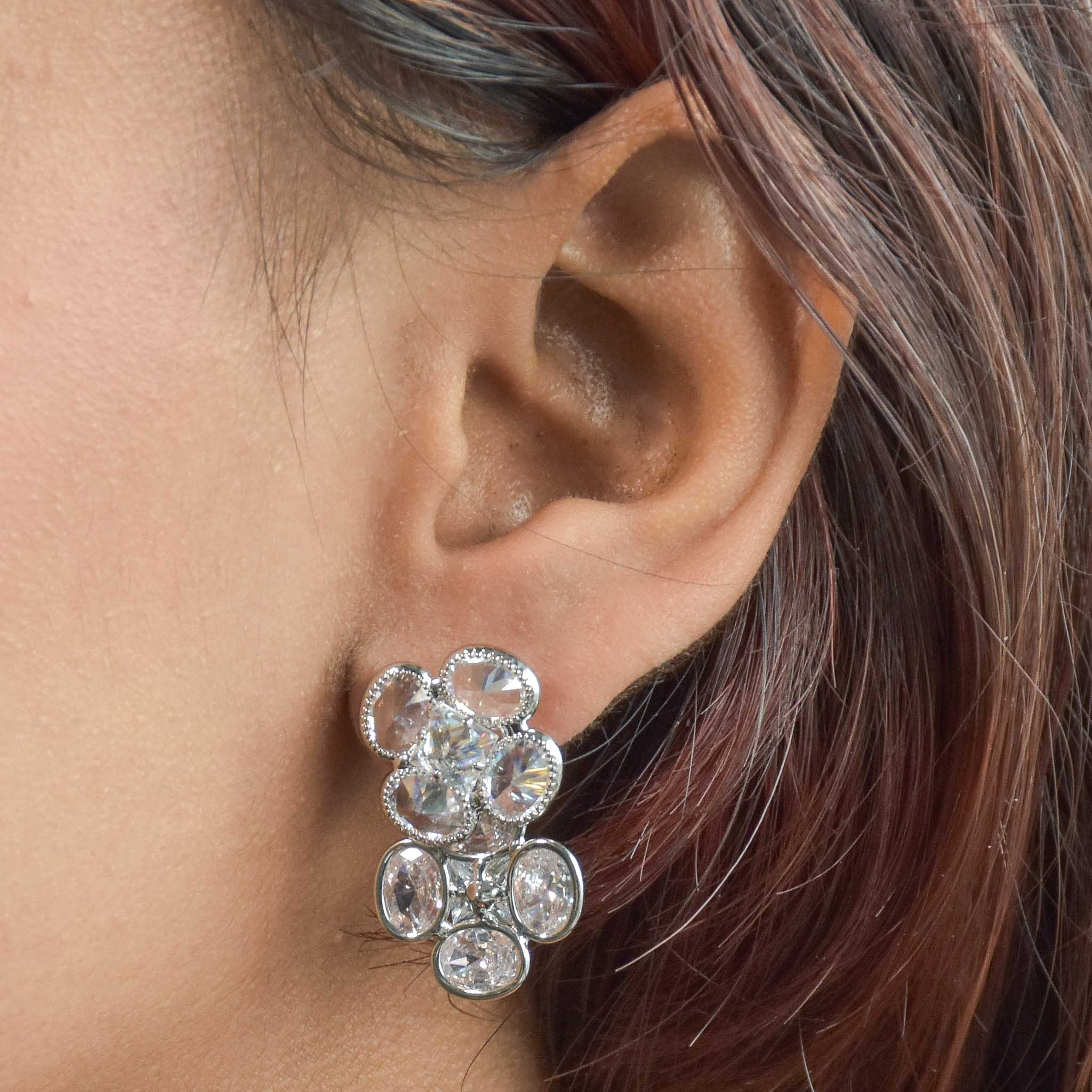 Clear Crystal Flower Earrings