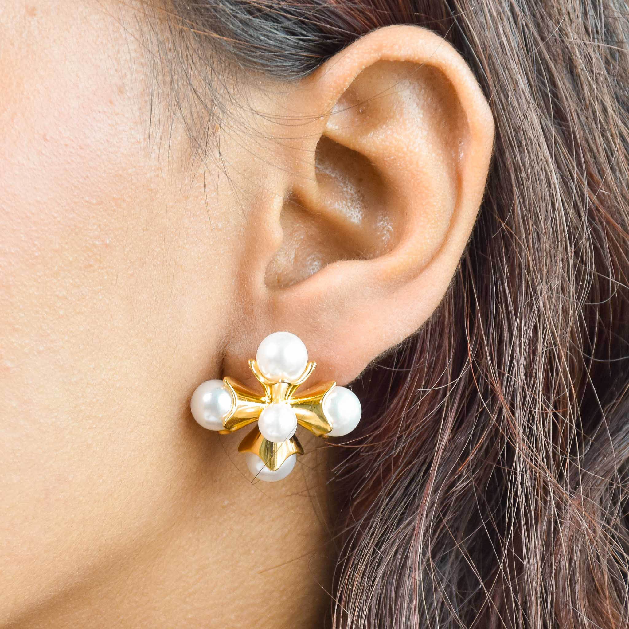 Cross Pearl Earrings