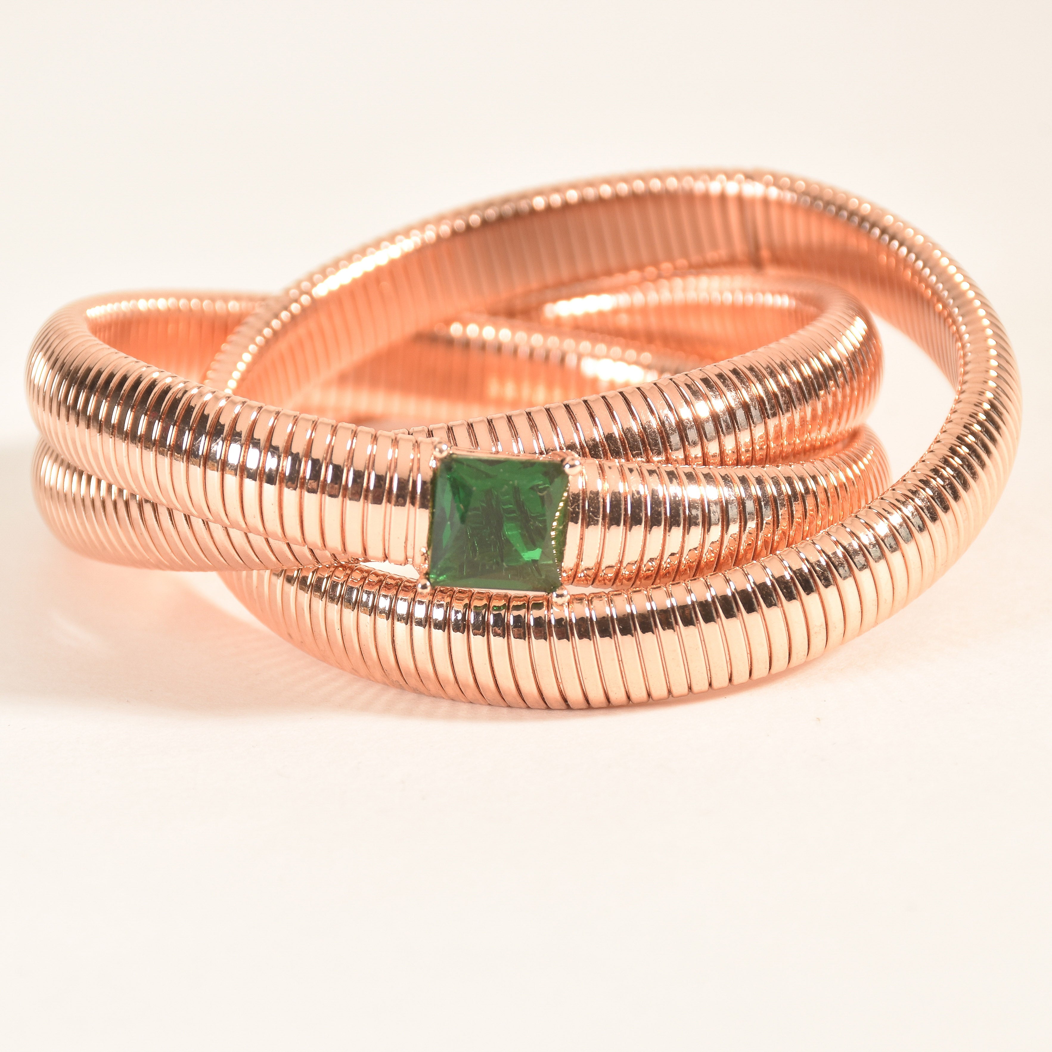 Emerald Chunky Twisted Bangle
