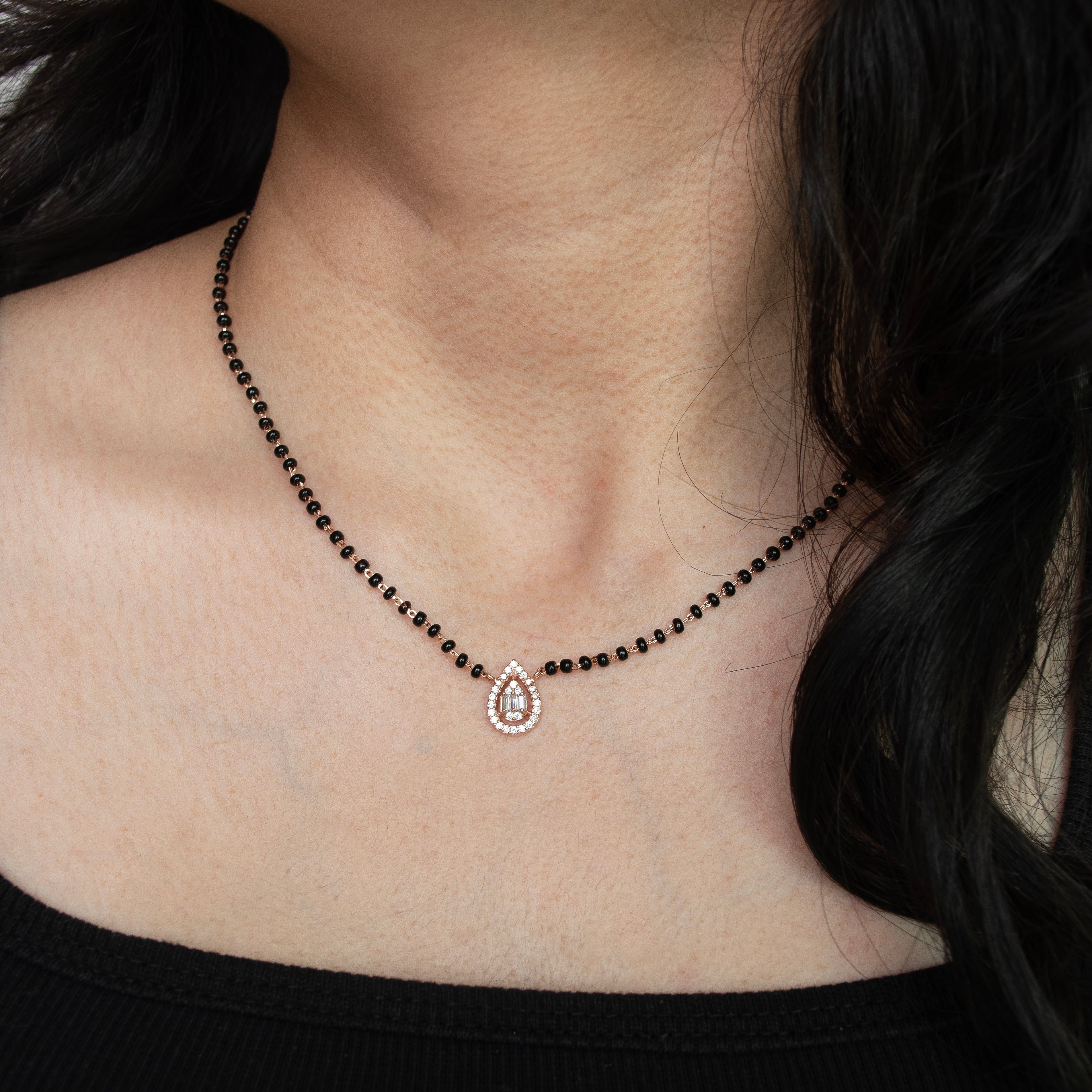 Pear Single Stone Mangalsutra Necklace - Main Image