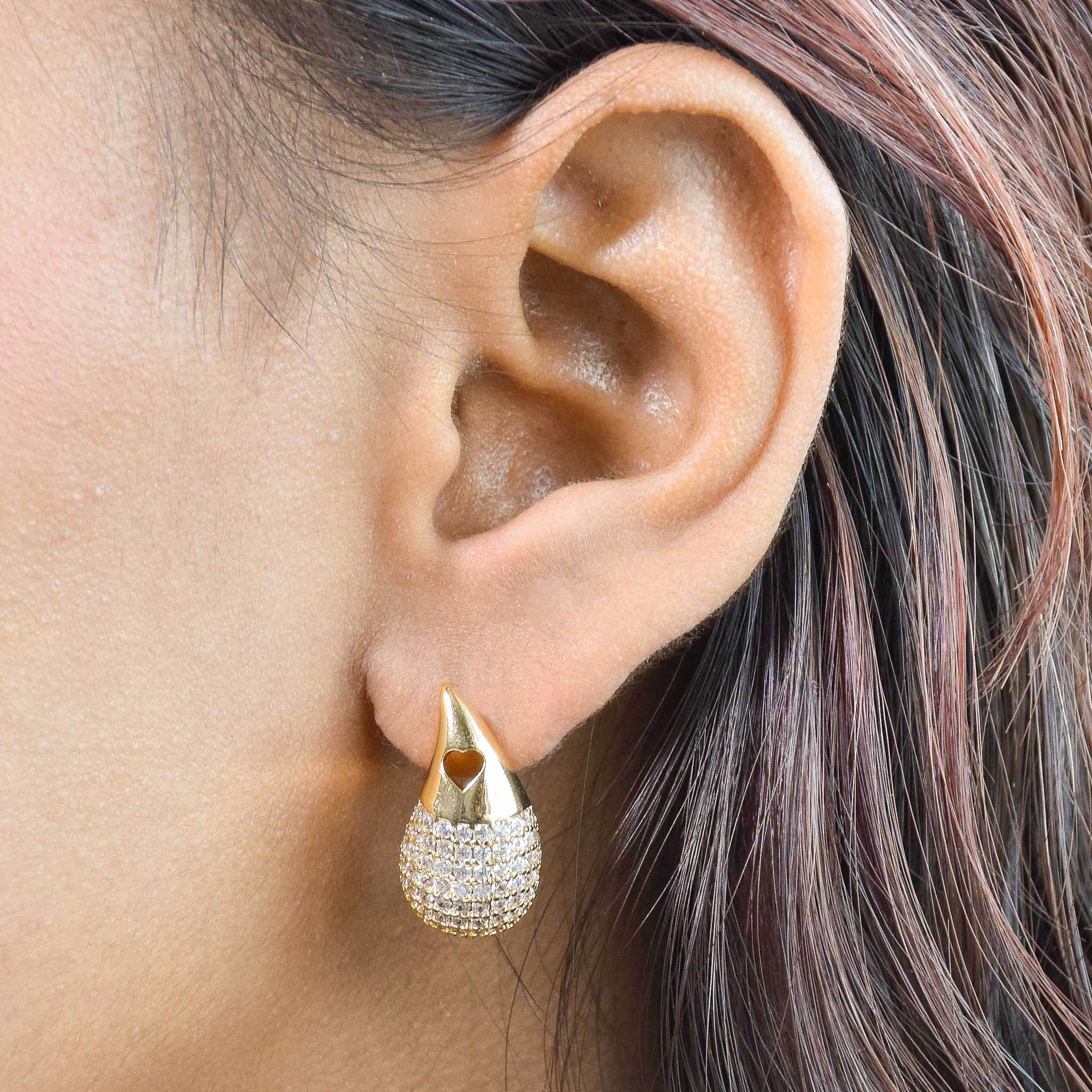 Diamond Dust Tear Drop Earring