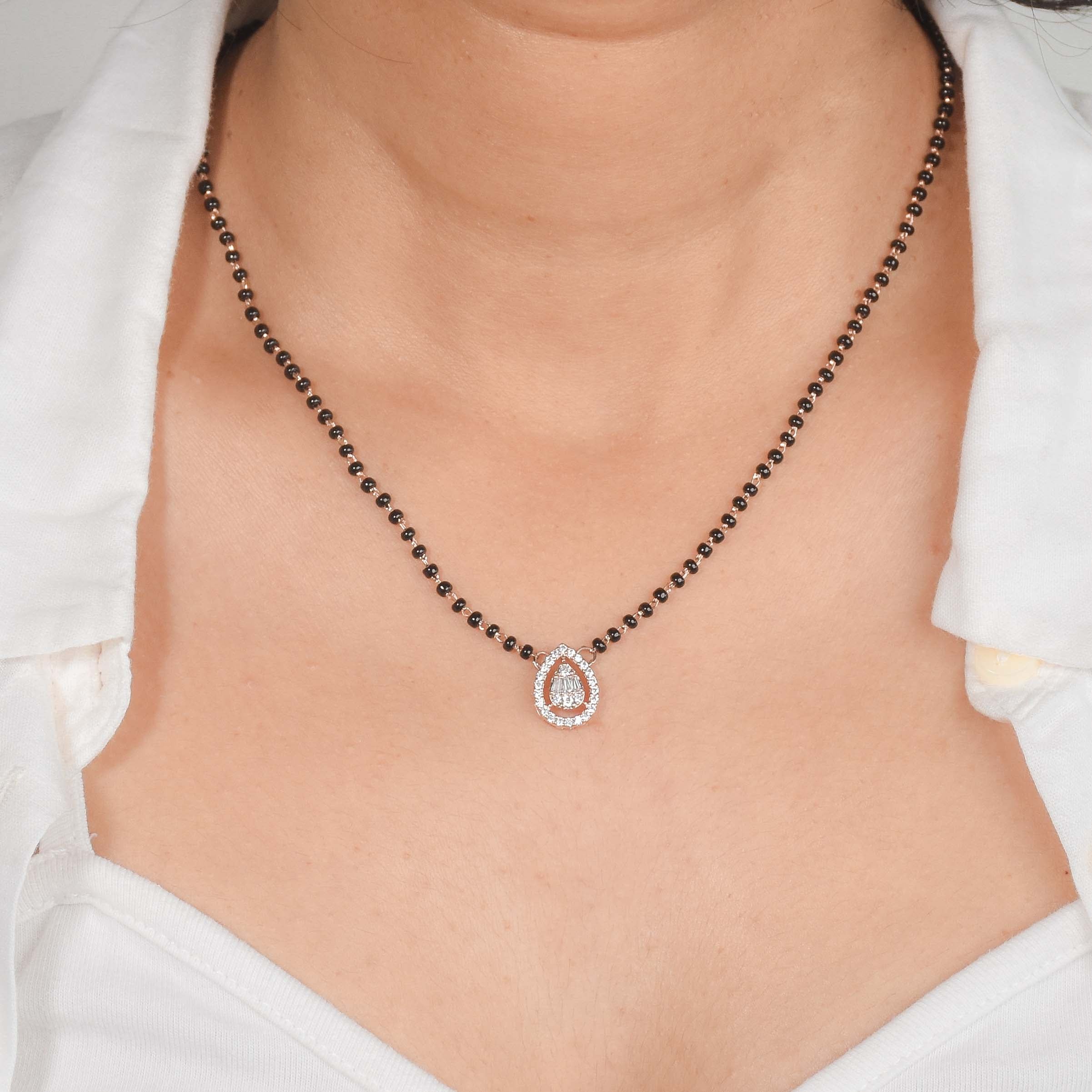 Pear Single Stone Mangalsutra Necklace