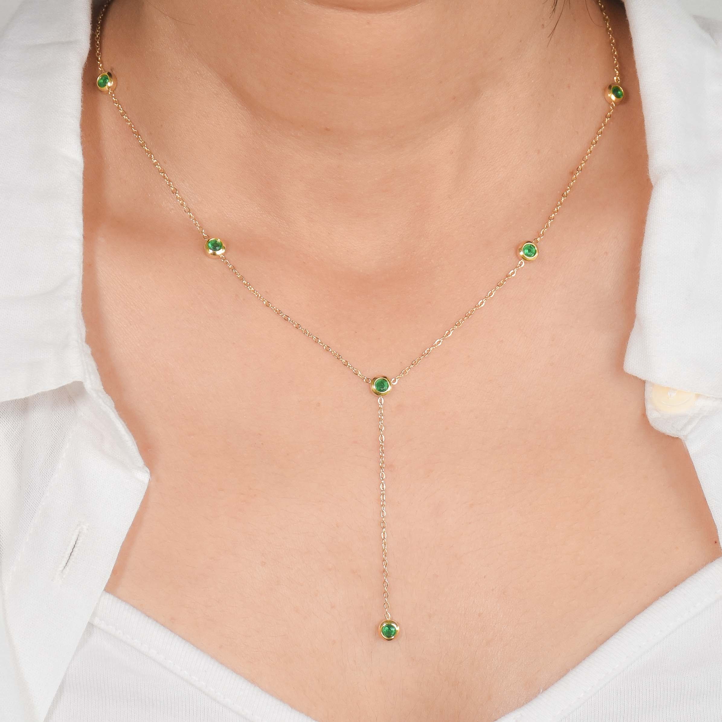 Emerald Stone Dainty Necklace