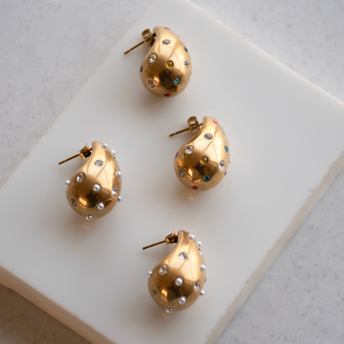 Studded Teardrop Earrings