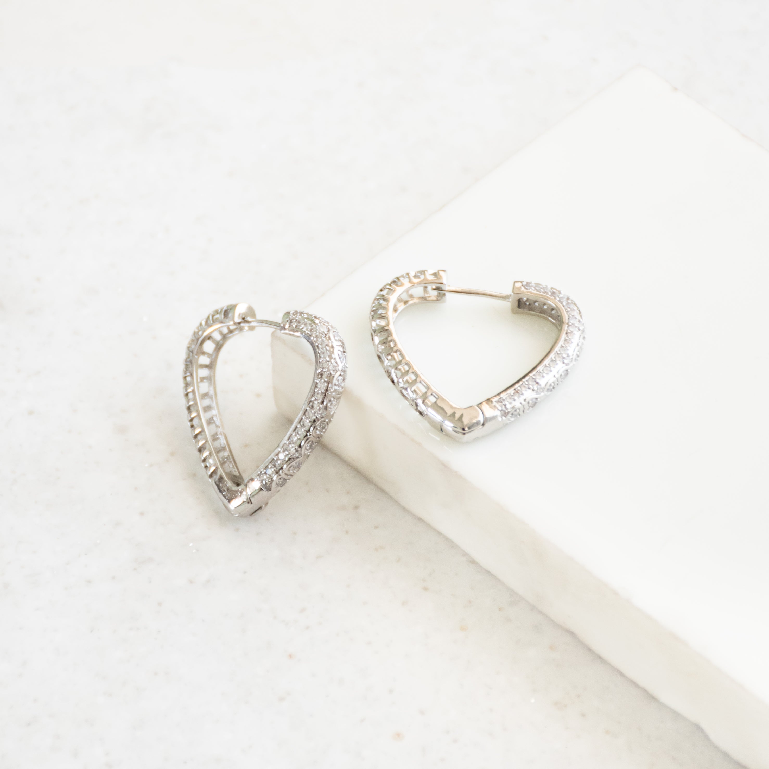 Studded Heart Hoop Earrings