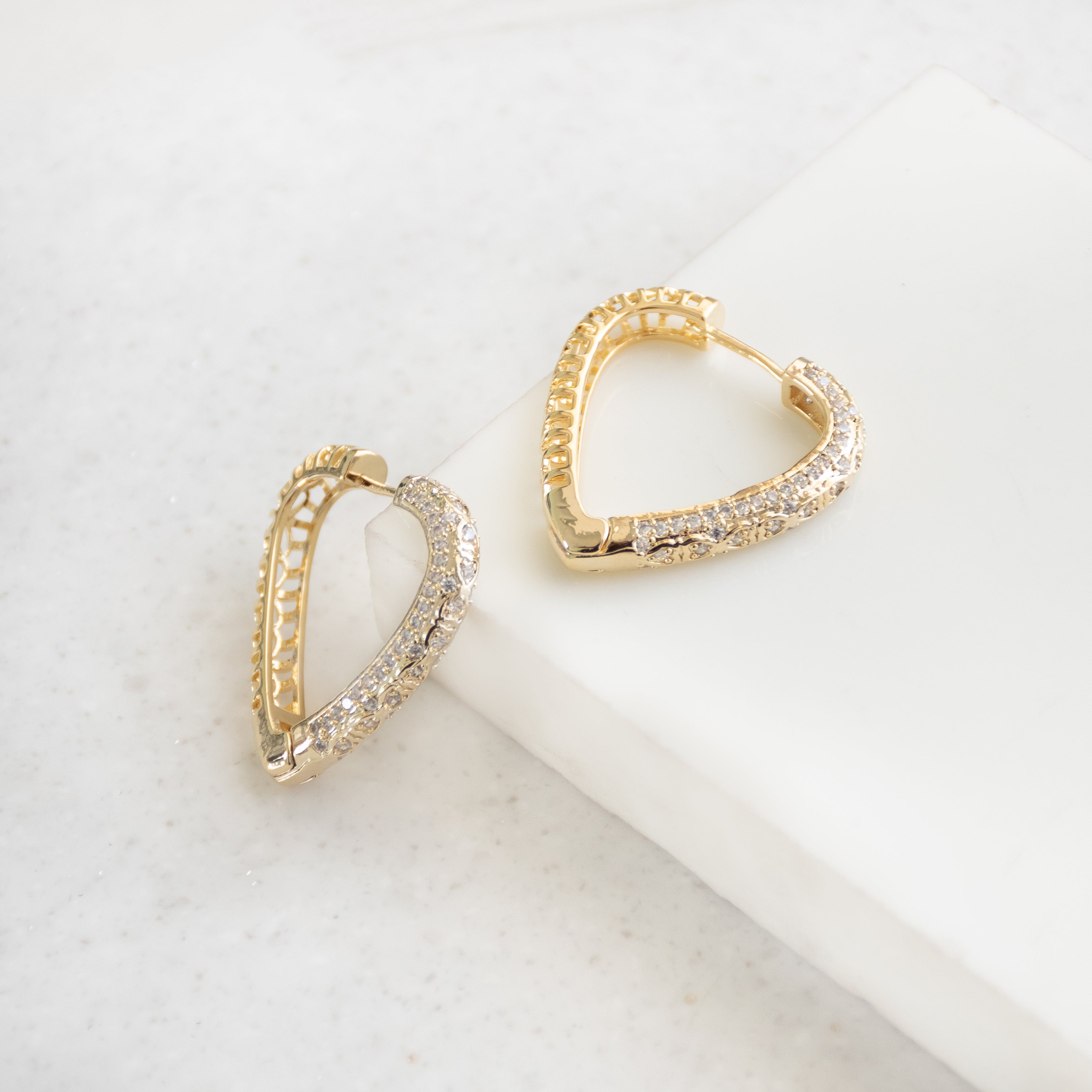 Studded Heart Hoop Earrings