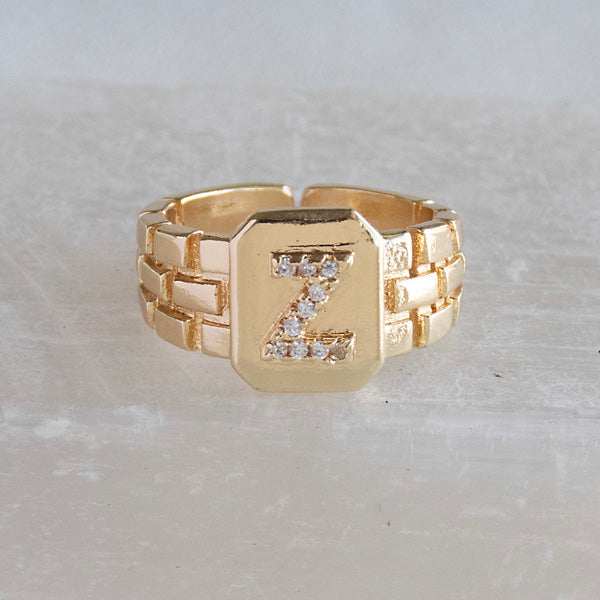 Diamond Initial Studded Ring