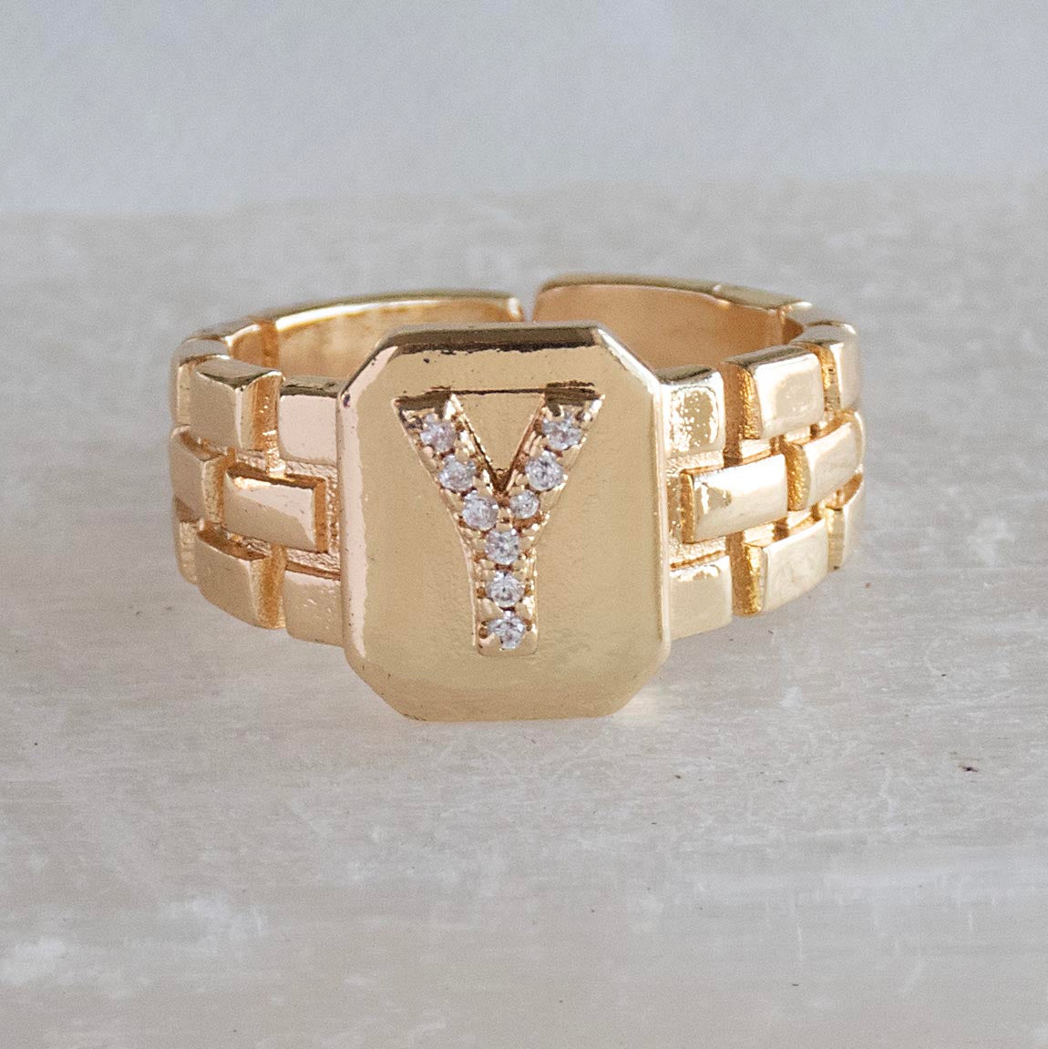 Diamond Initial Studded Ring