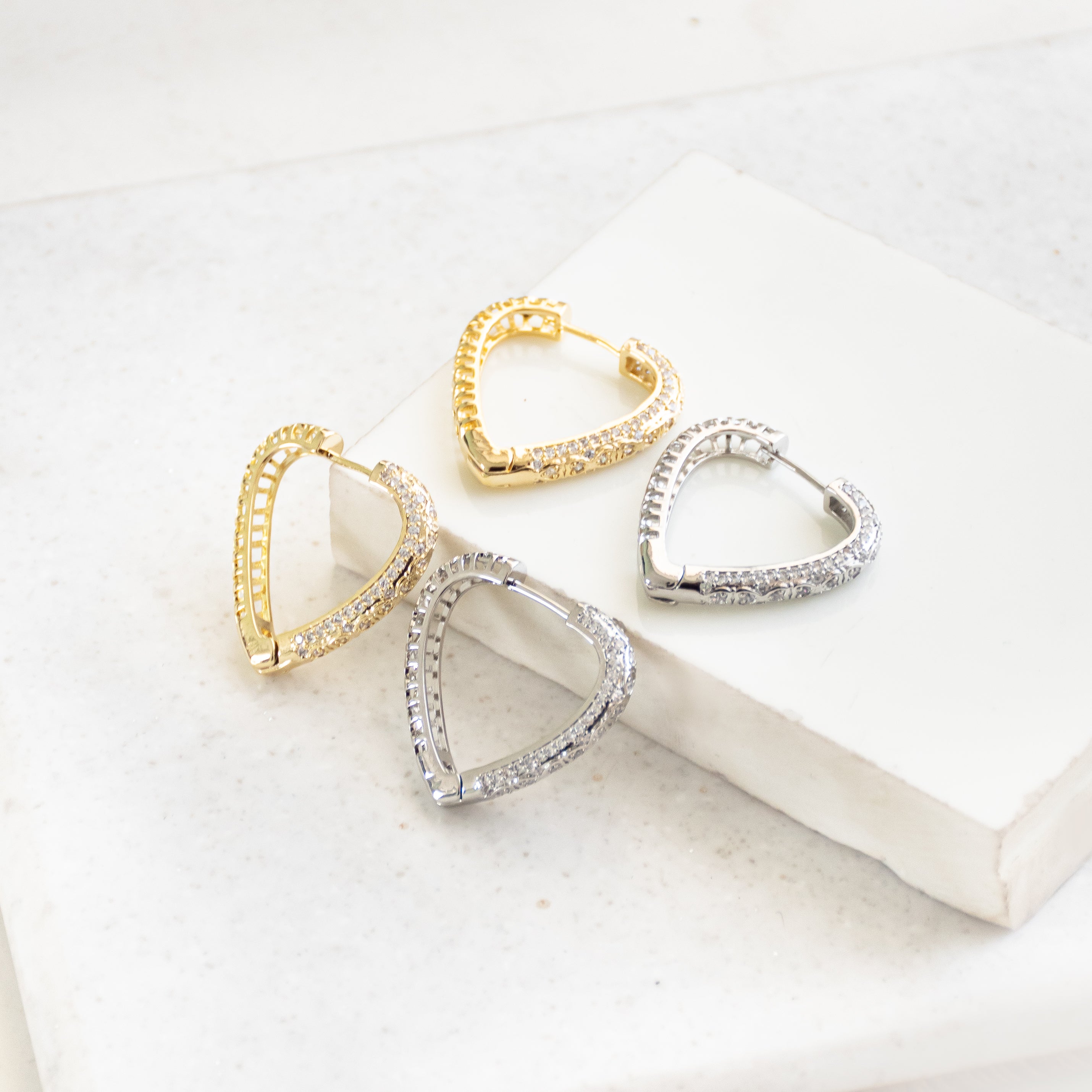 Studded Heart Hoop Earrings