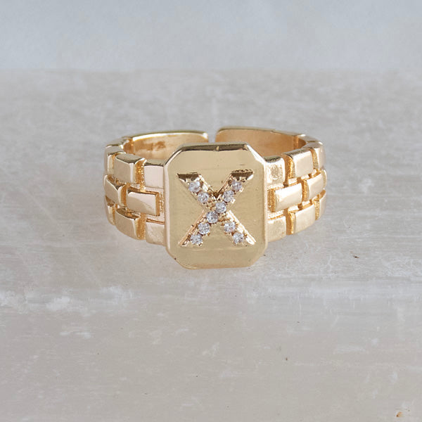 Diamond Initial Studded Ring