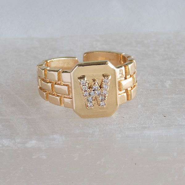 Diamond Initial Studded Ring